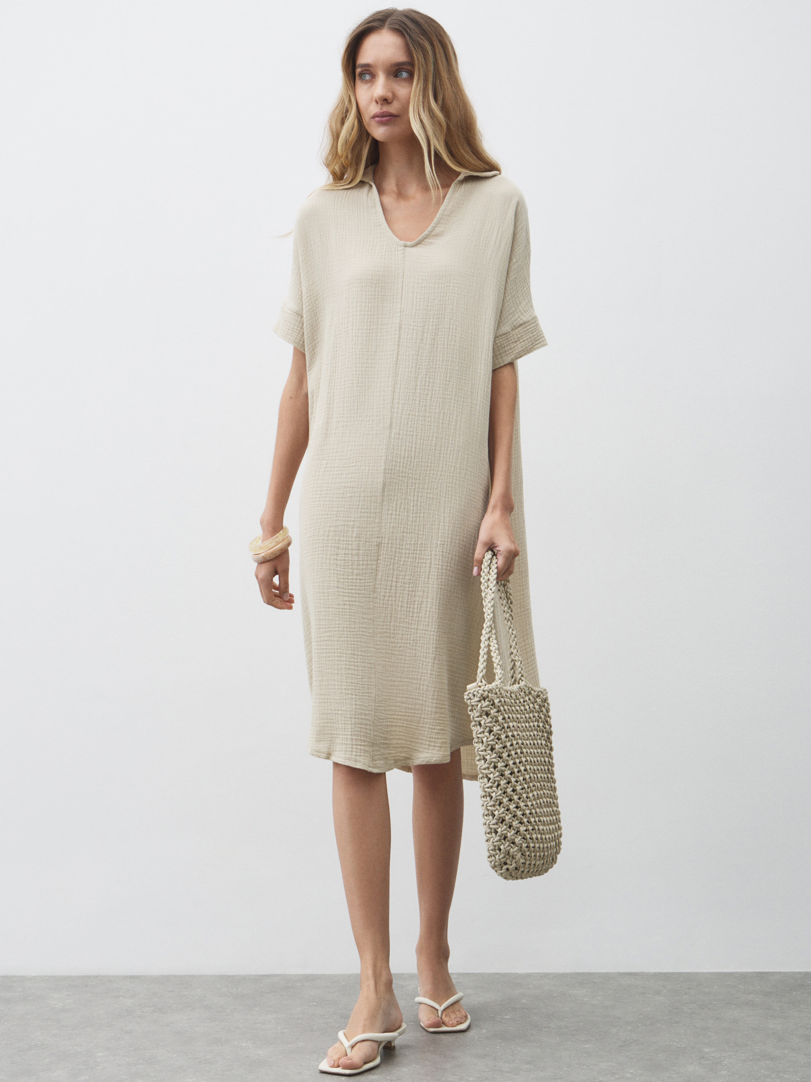 Женское платье из муслина MAISON DAVID 4835833, зеленовато-бежевый