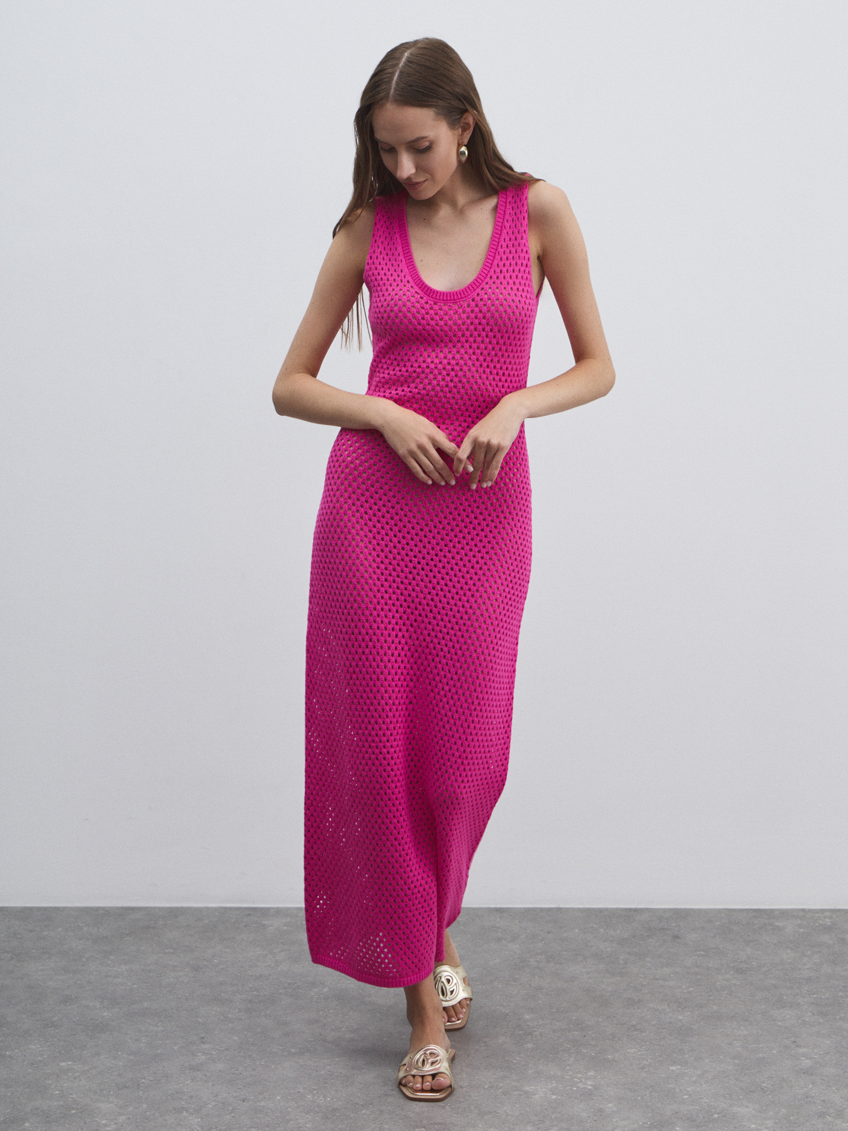 Женское платье кроше MAISON DAVID 4602119, фуксия