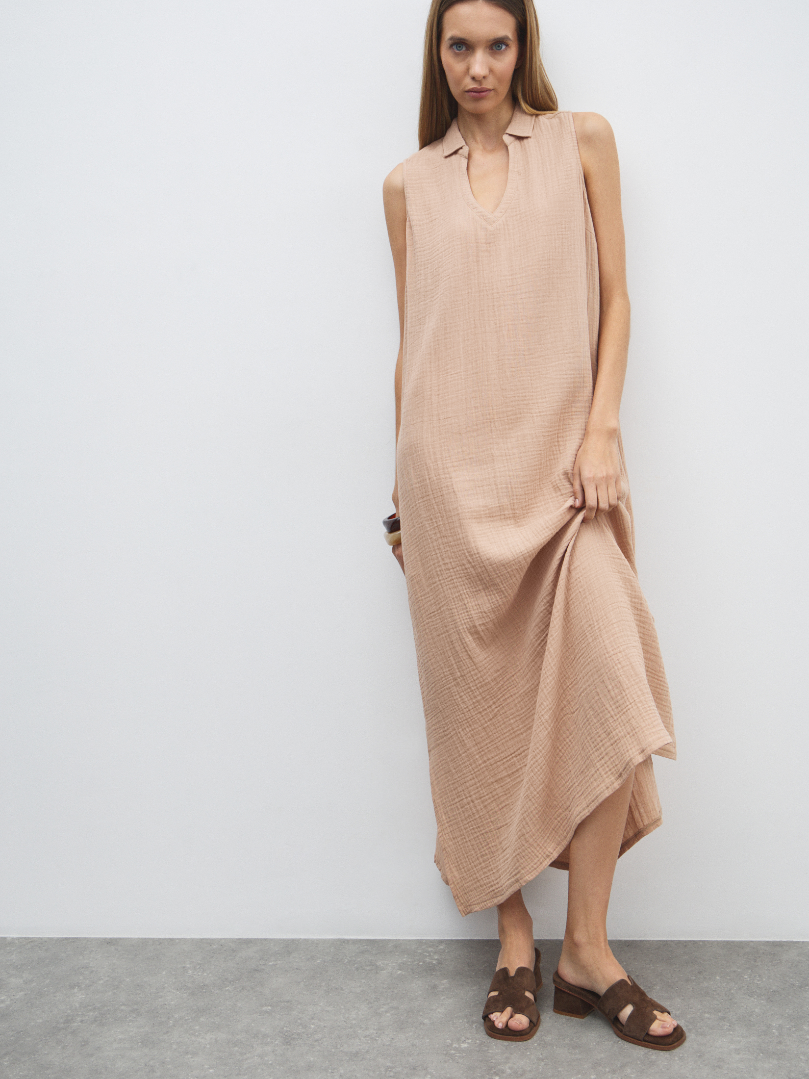 Женское платье из муслина MAISON DAVID 4841968, темно-бежевый