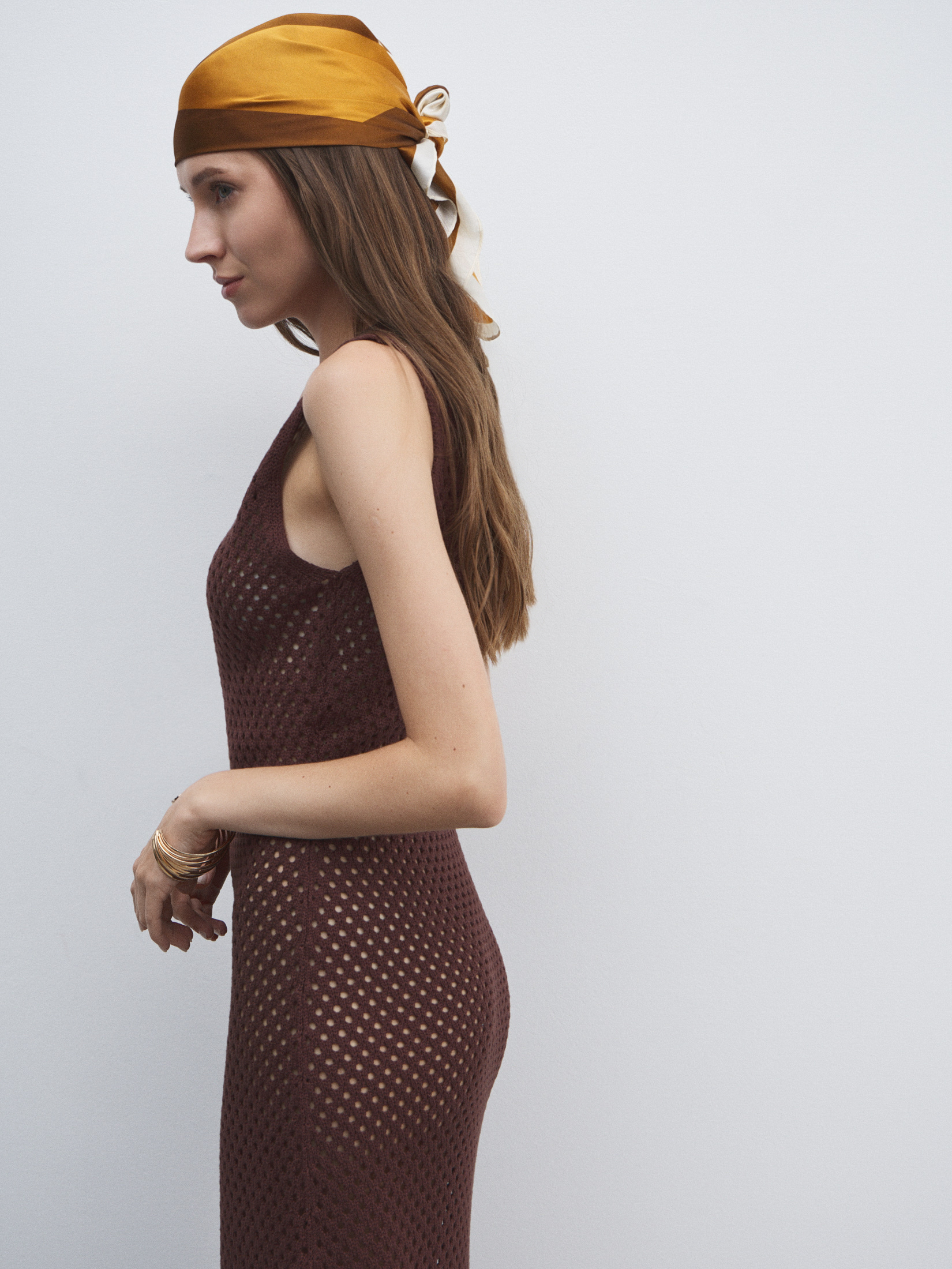 Женское платье кроше MAISON DAVID 4602054, темно-коричневый