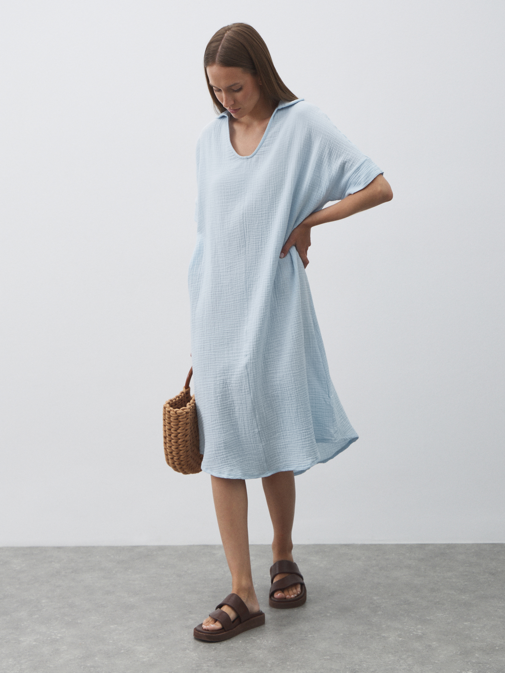 Женское платье из муслина MAISON DAVID 4835843, небесно-голубой