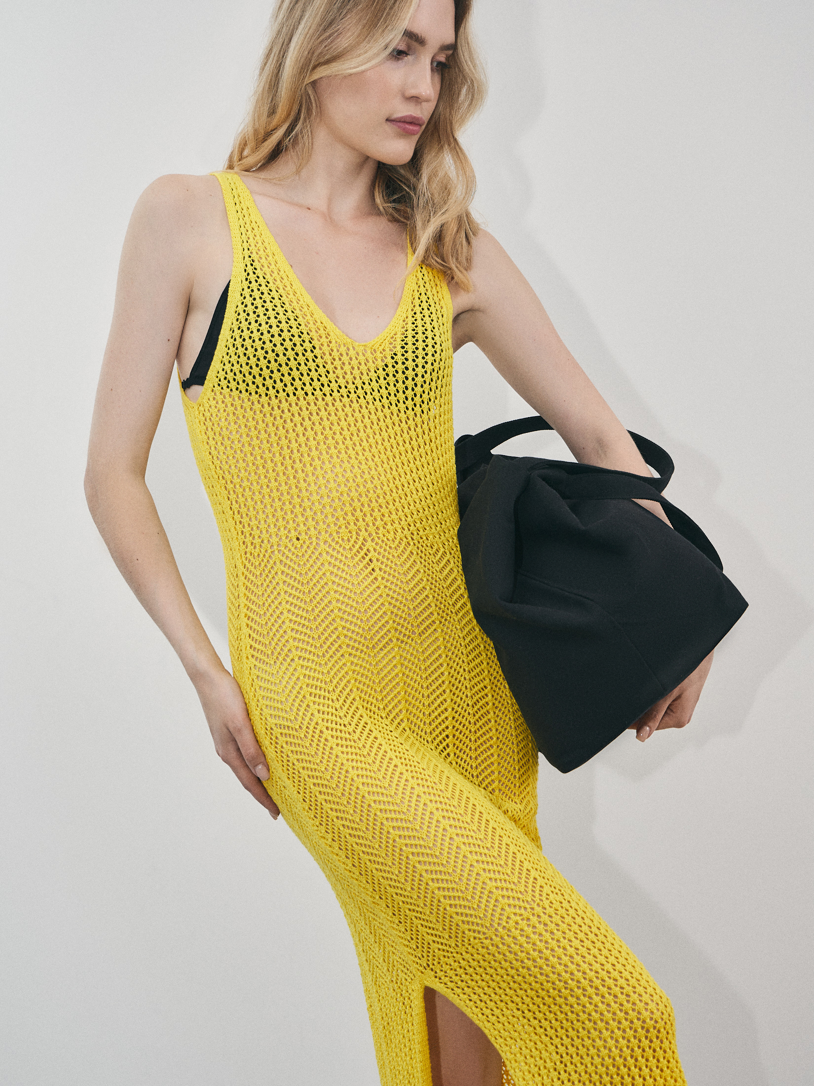 Женское платье кроше MAISON DAVID 4602180, лимонный