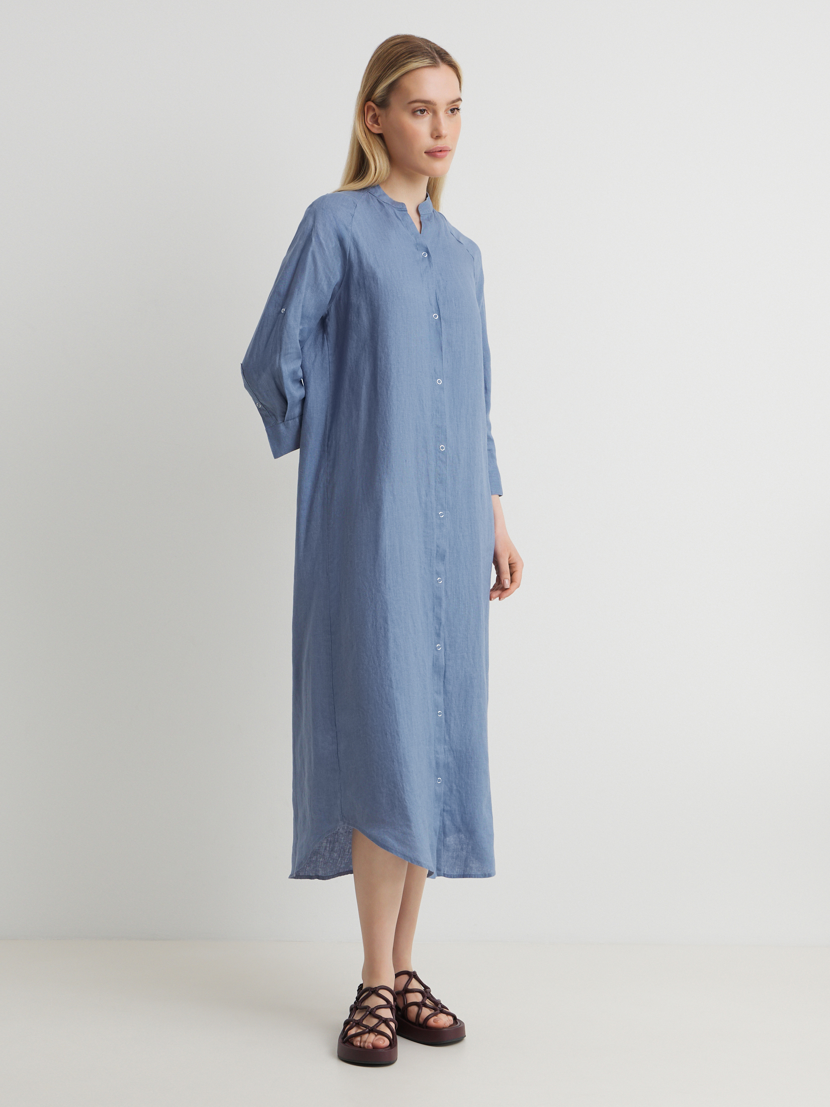 Женское платье-рубашка MAISON DAVID 3611567, приглушенно-синий