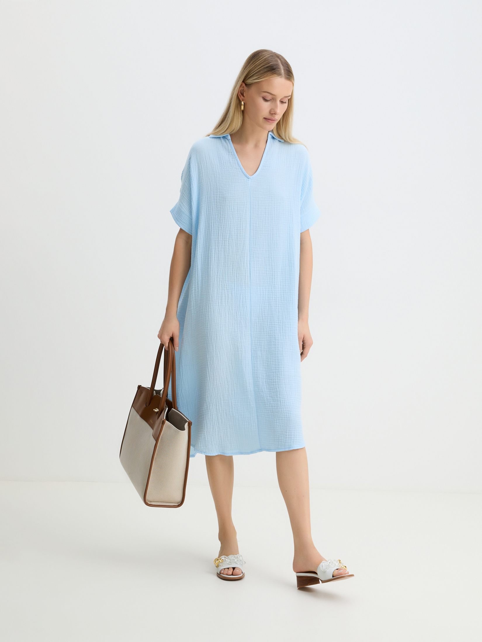 Женское платье из муслина MAISON DAVID 4244683, небесно-голубой