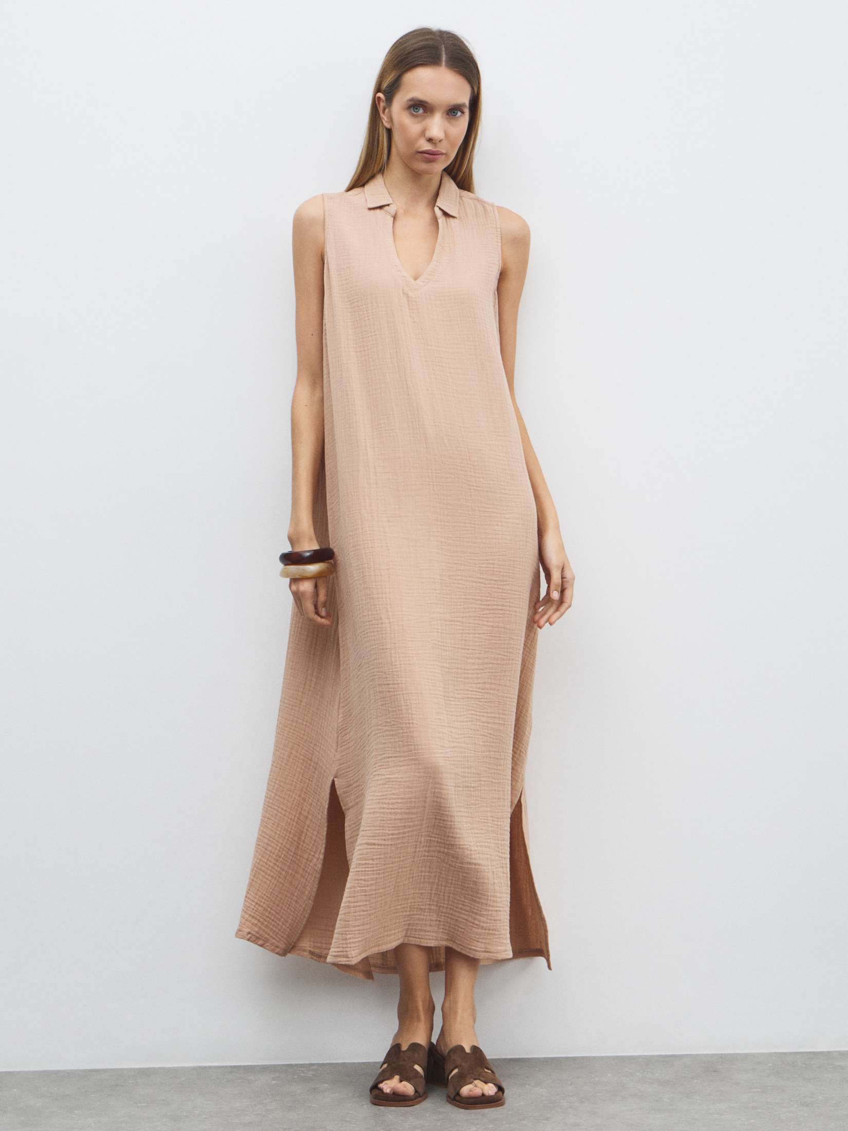 Женское платье из муслина MAISON DAVID 4841968, темно-бежевый