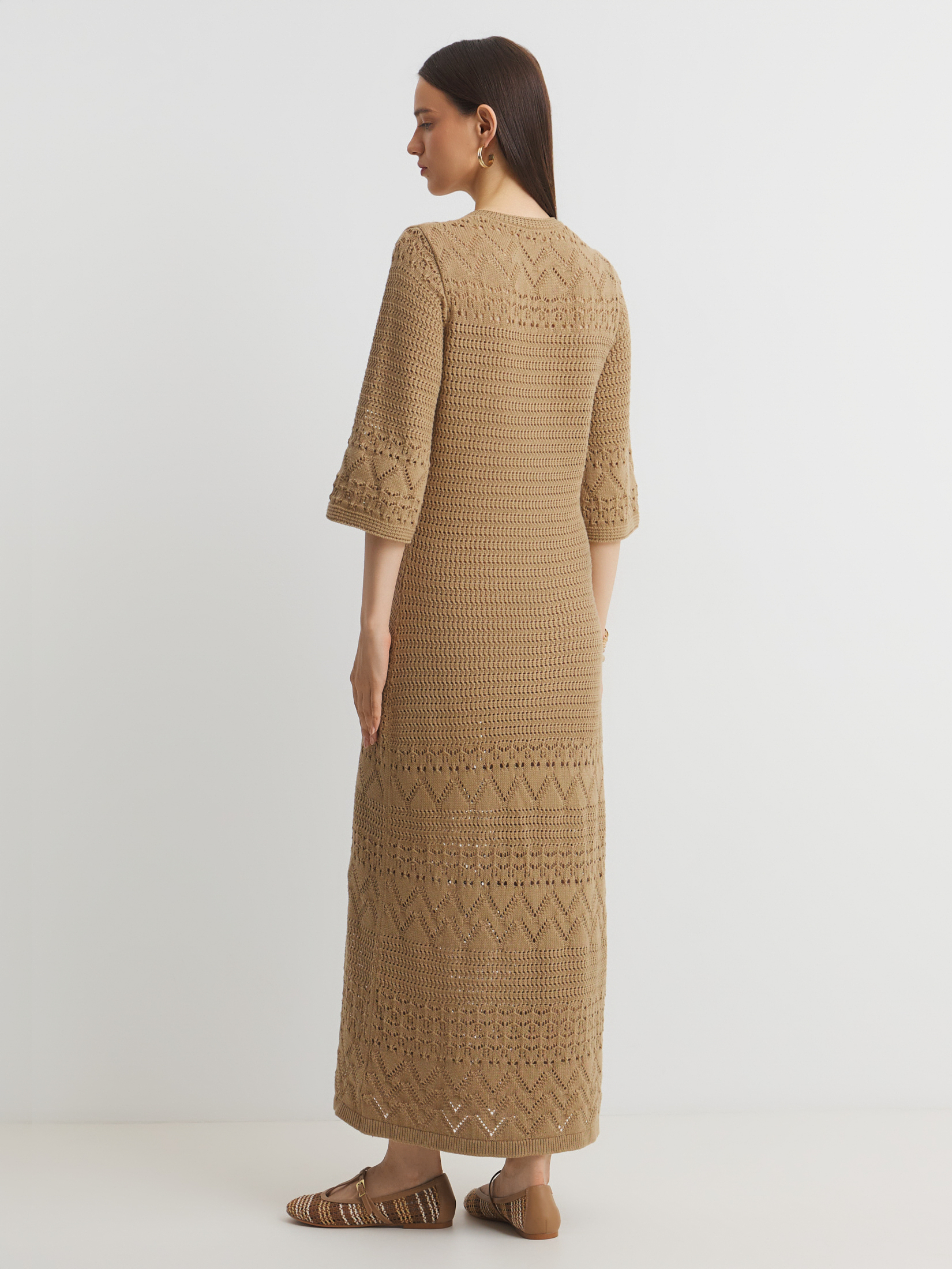 Женское платье кроше MAISON DAVID 4521214, зеленовато-бежевый