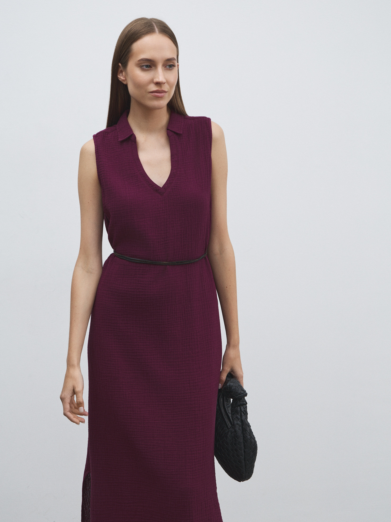 Женское платье из муслина MAISON DAVID 4841973, темно-бордовый