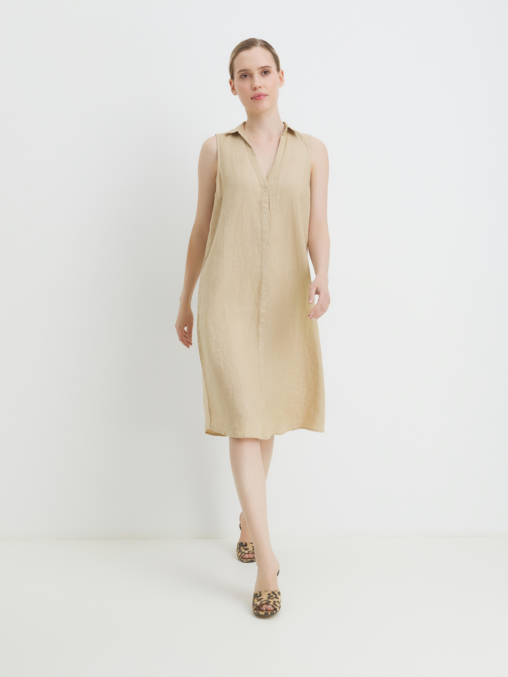 Женское платье-рубашка MAISON DAVID 4263723, бежевый