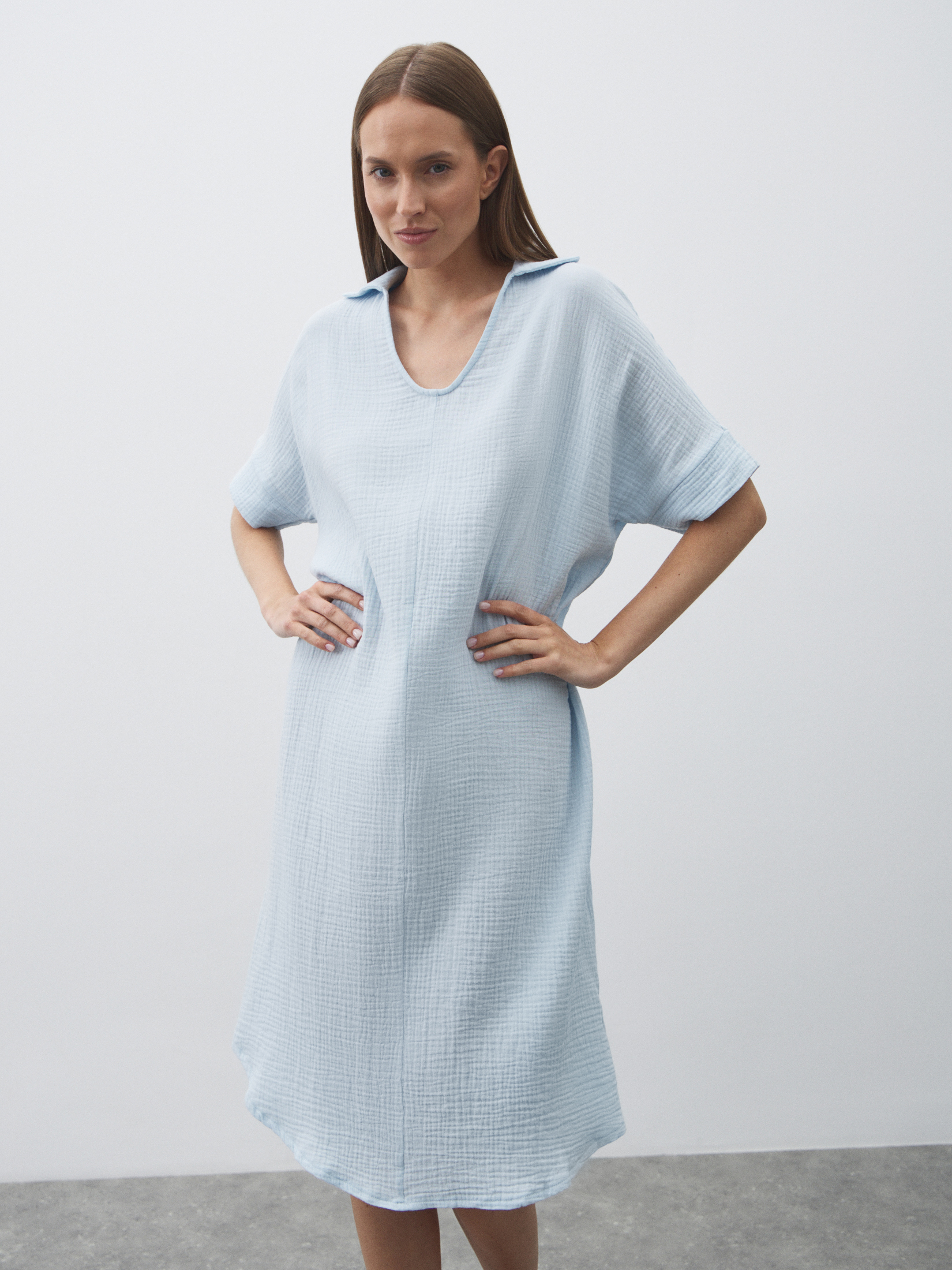 Женское платье из муслина MAISON DAVID 4835843, небесно-голубой