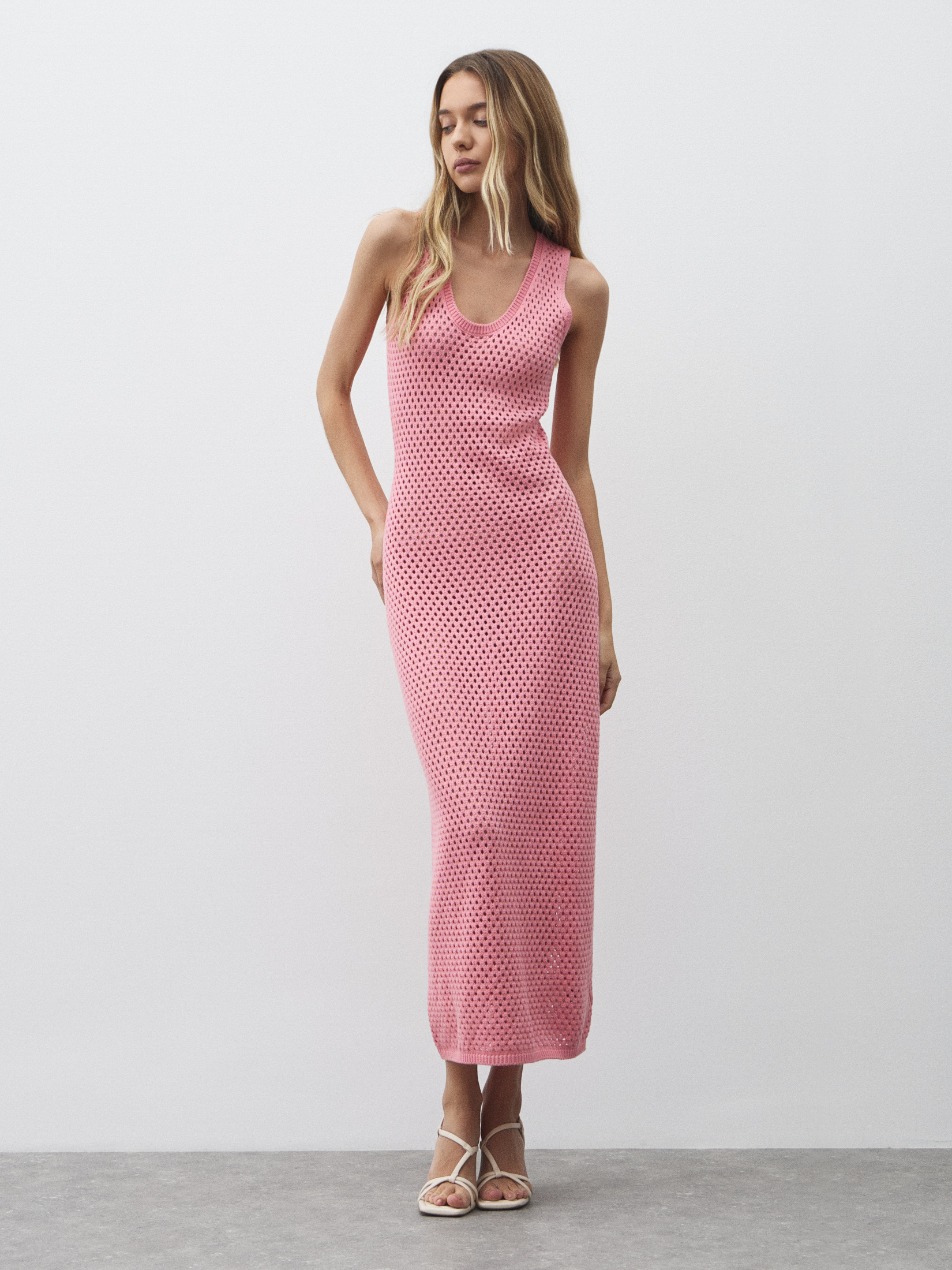 Женское платье кроше MAISON DAVID 4602114, розовый