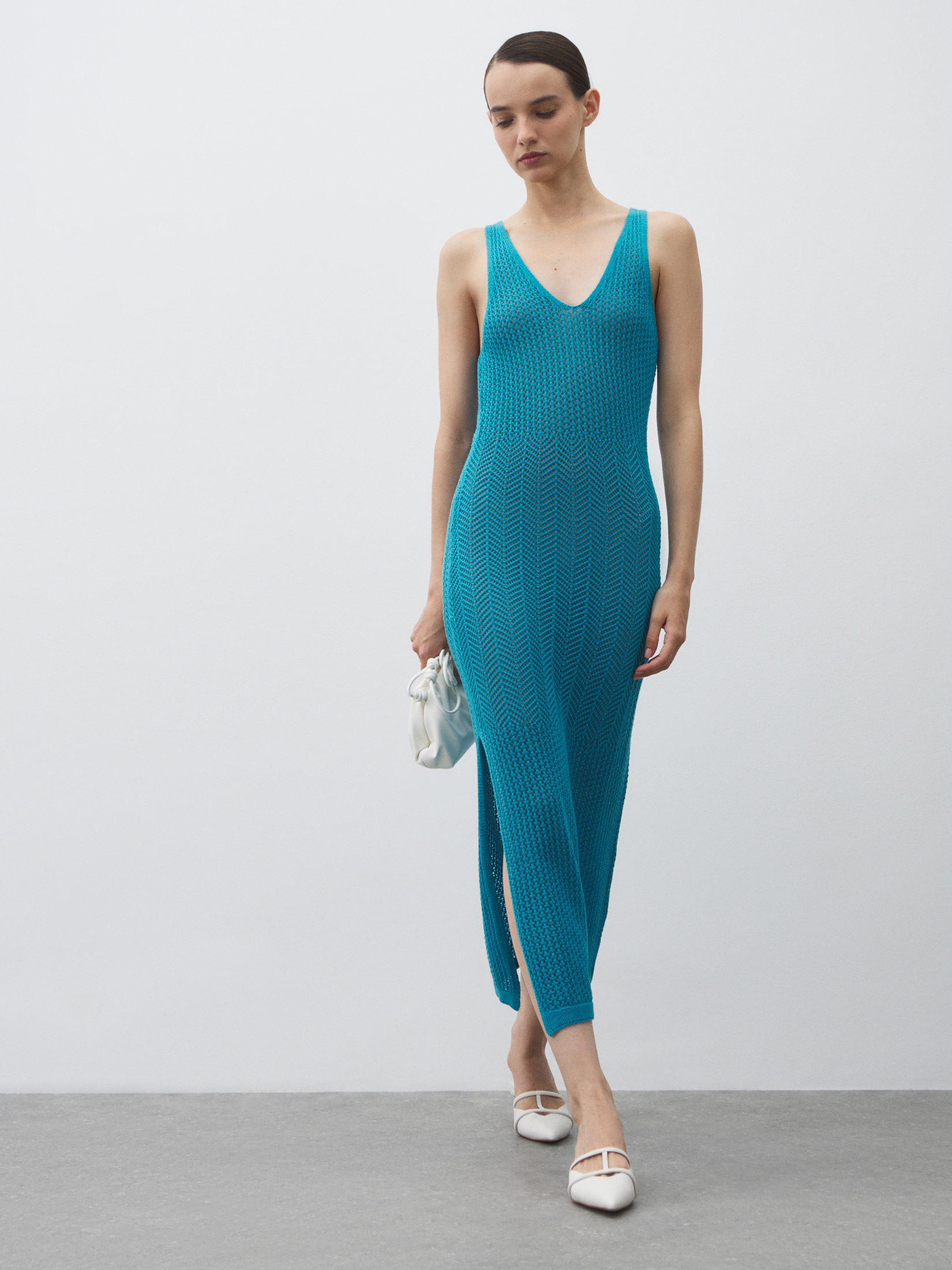 Женское платье кроше MAISON DAVID 4602200, лазурный