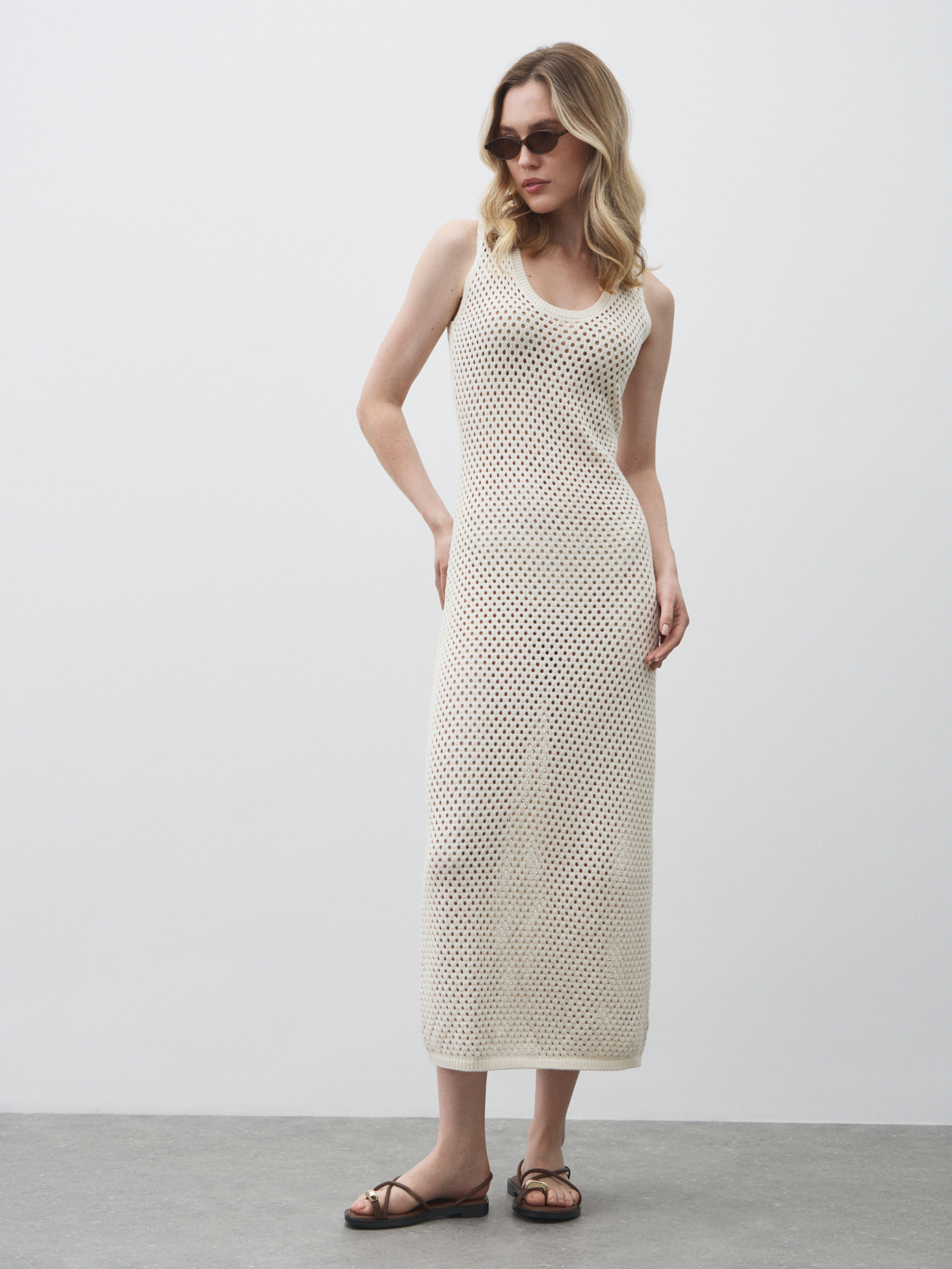 Женское платье кроше MAISON DAVID 4602034, молочно-белый