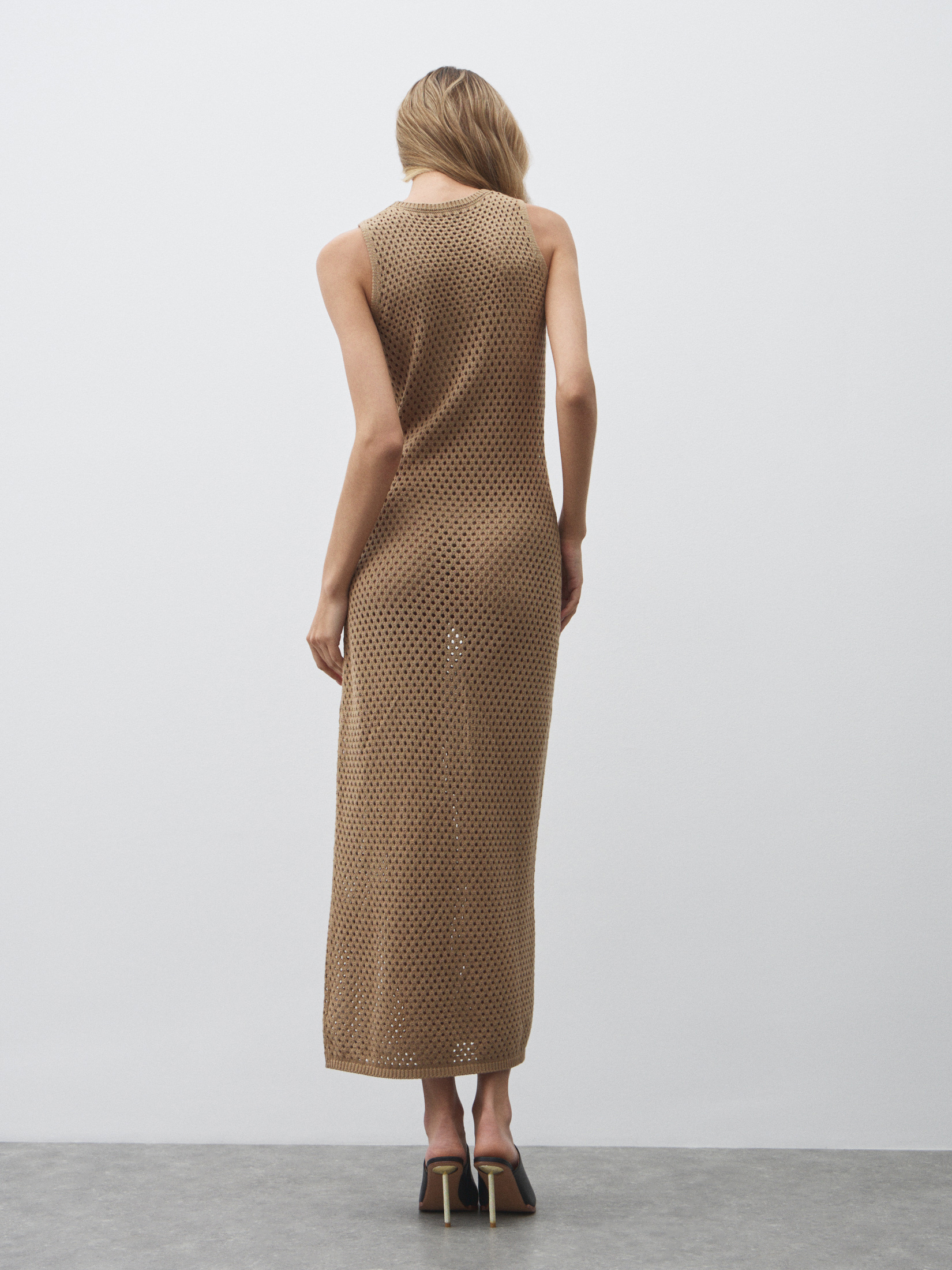 Женское платье кроше MAISON DAVID 4602064, коричнево-бежевый