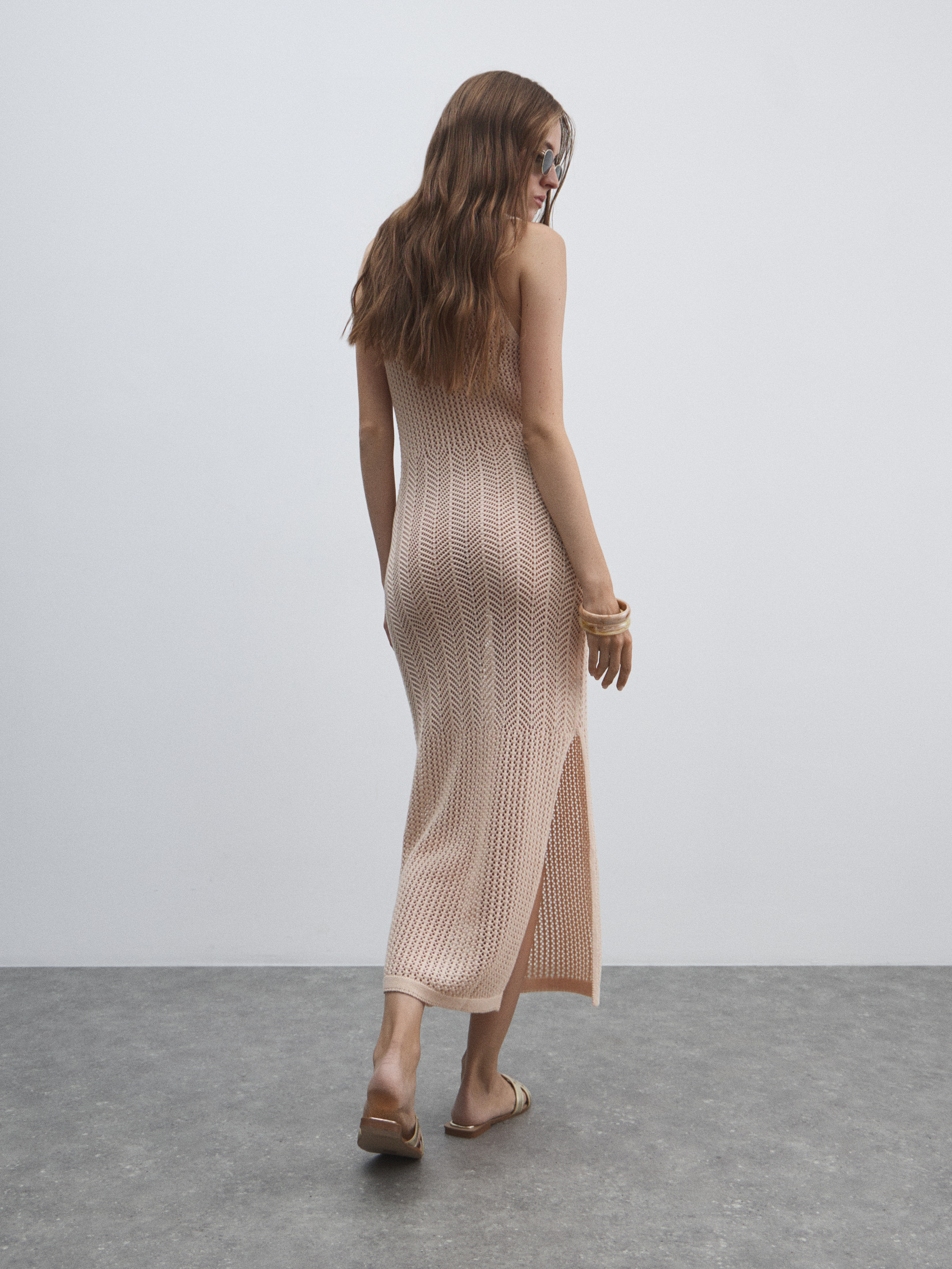 Женское платье кроше MAISON DAVID 4602140, молочно-бежевый