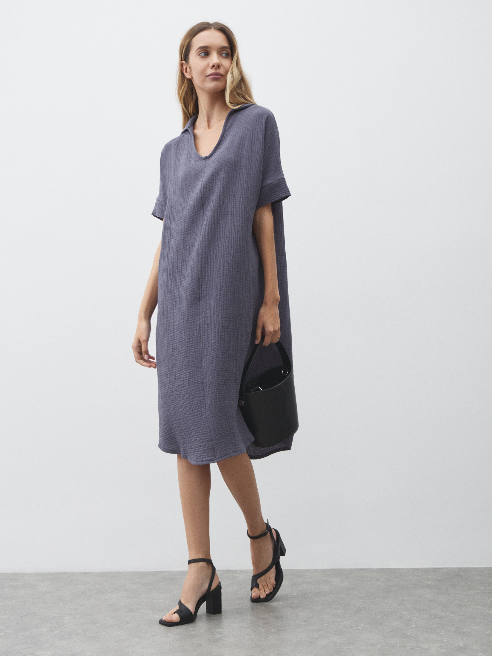 Женское платье из муслина MAISON DAVID 4835845, серо-синий