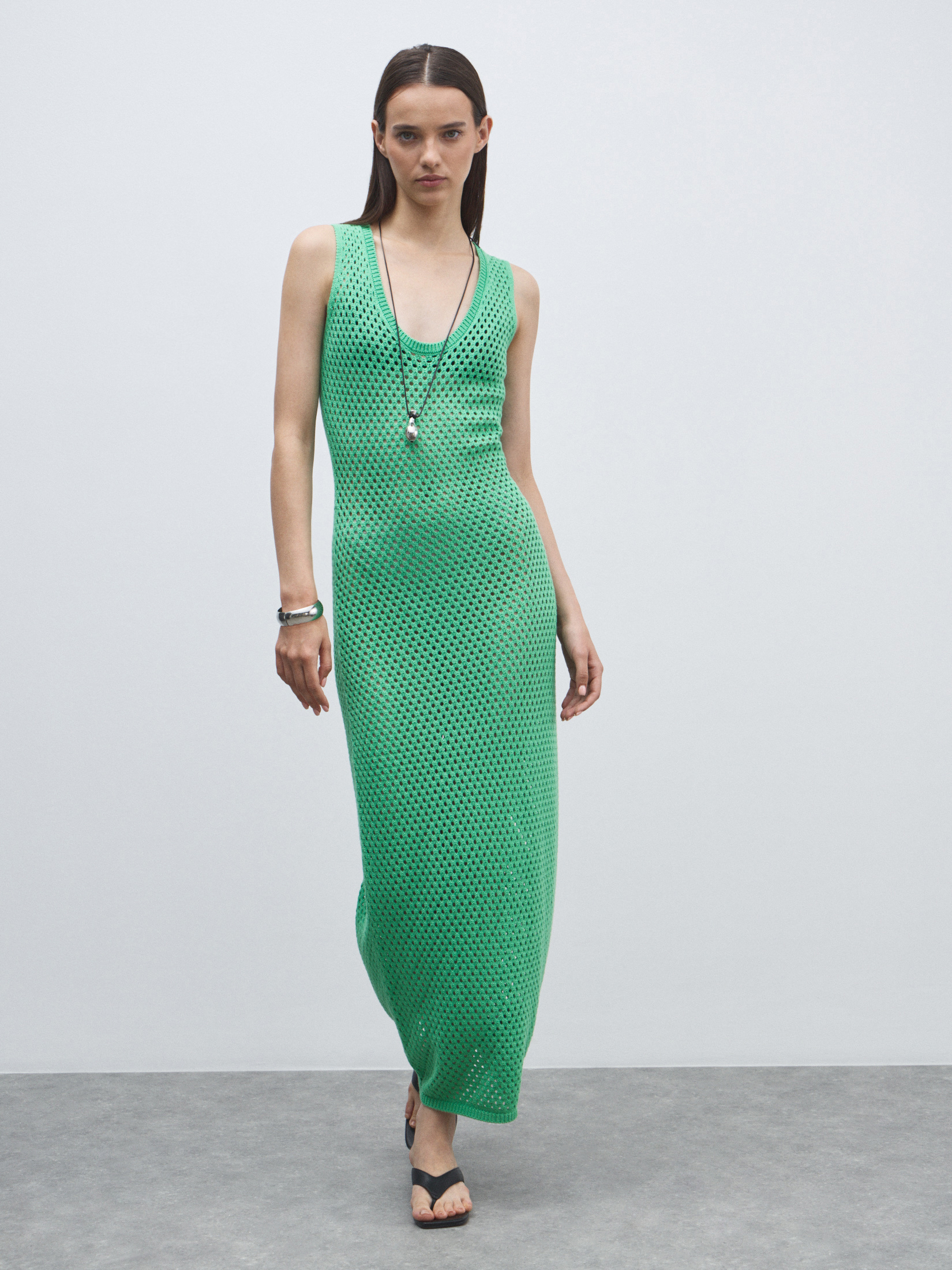 Женское платье кроше MAISON DAVID 4602099, светло-зеленый