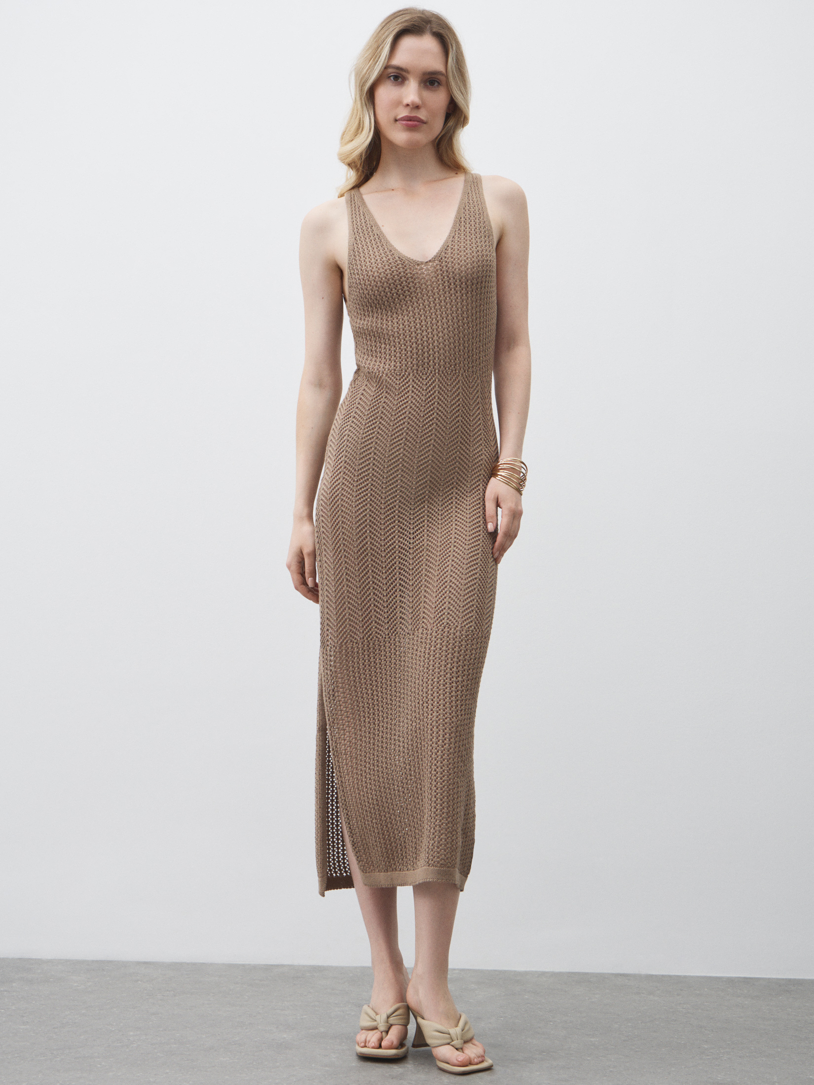 Женское платье кроше MAISON DAVID 4602170, серо-коричневый