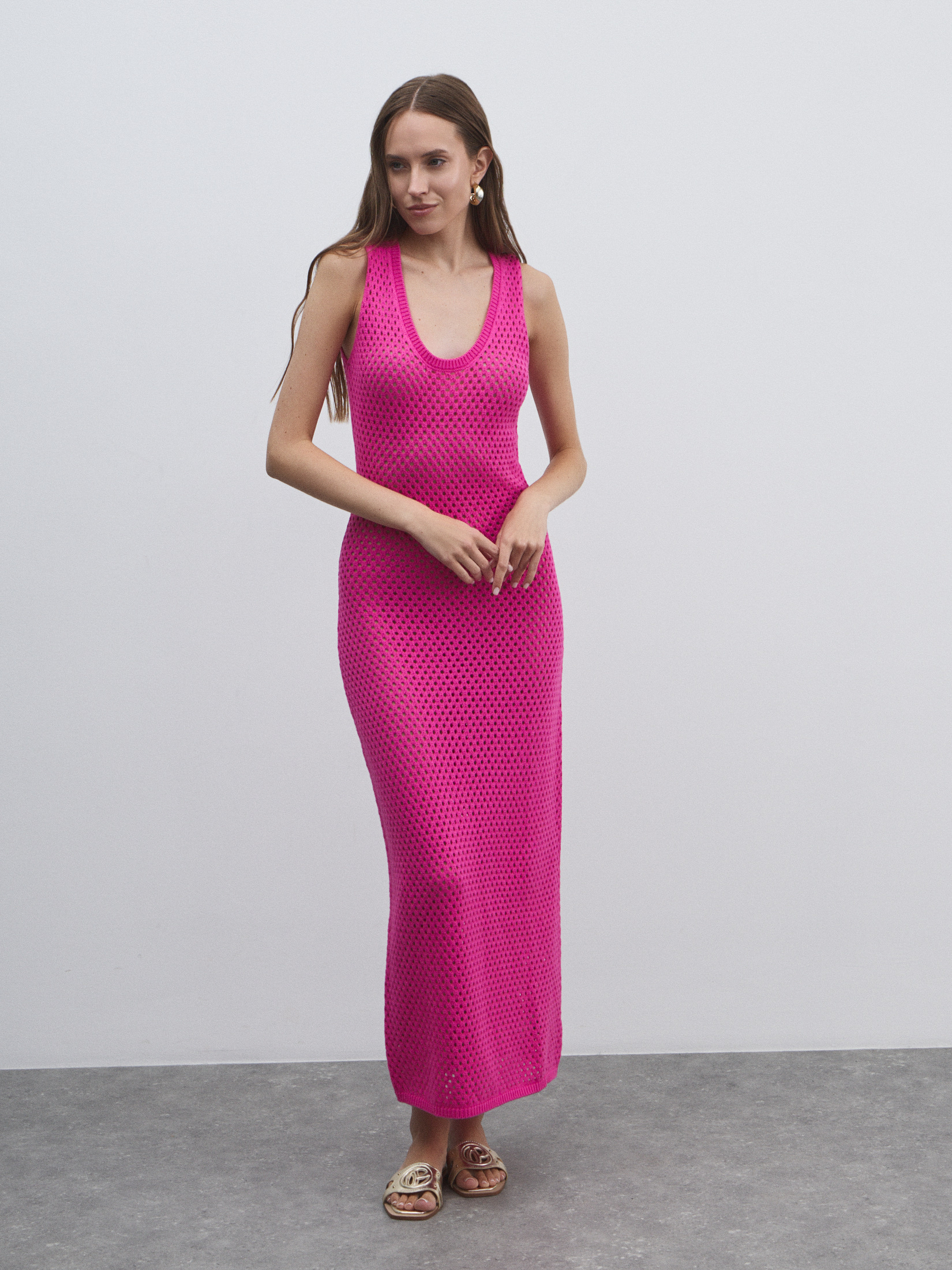 Женское платье кроше MAISON DAVID 4602119, фуксия