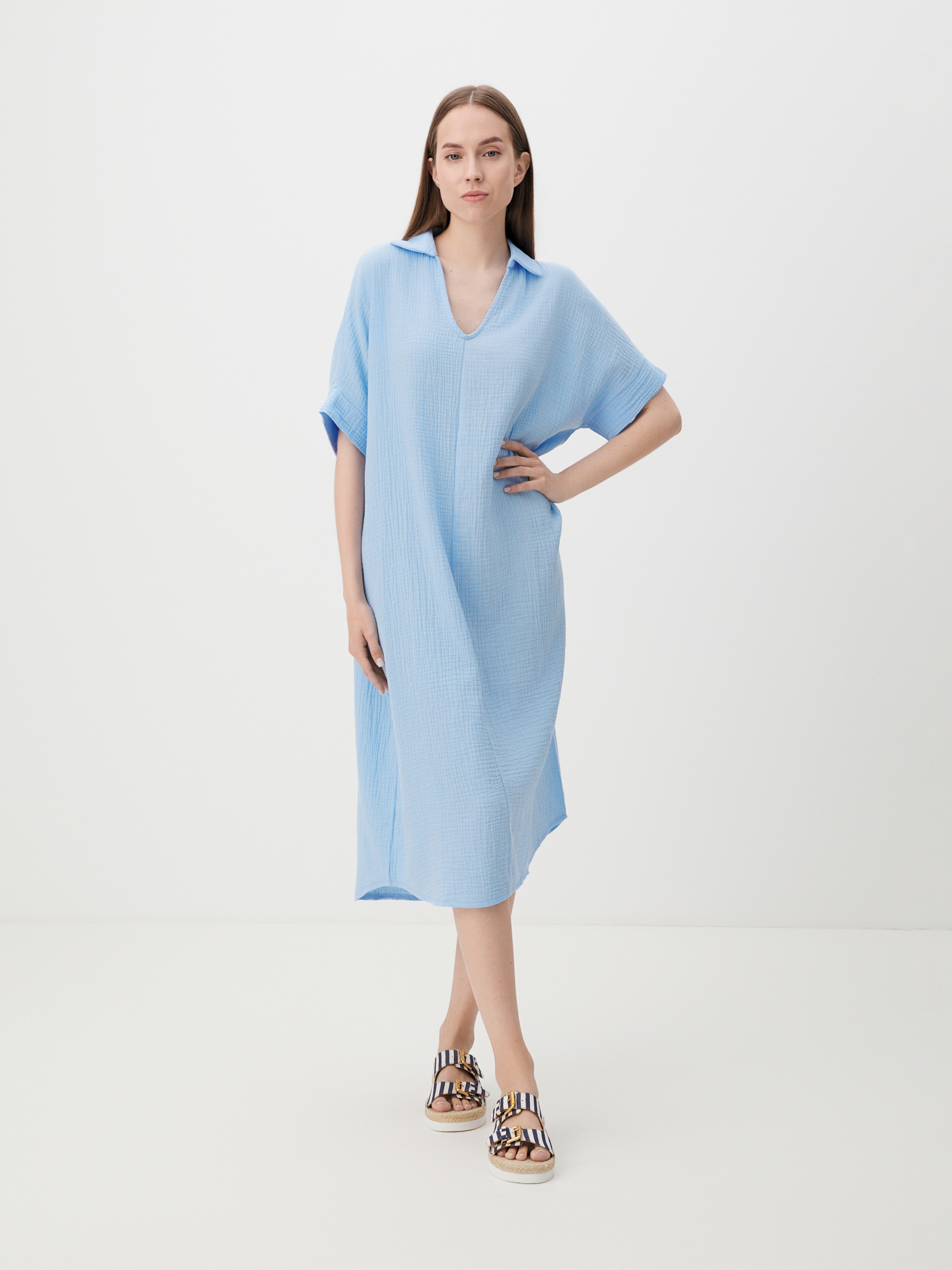 Женское платье из муслина MAISON DAVID 4244620, голубой