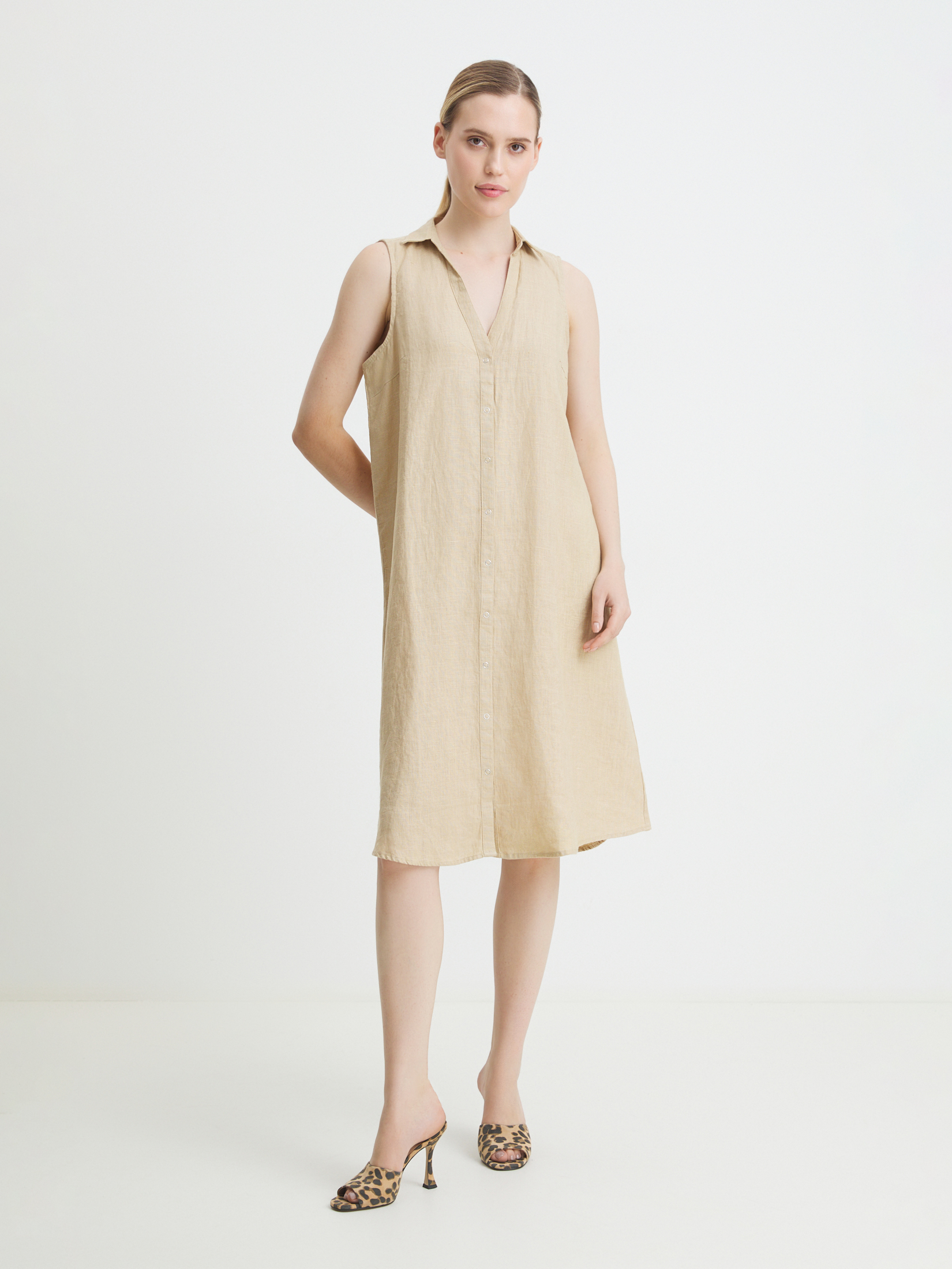 Женское платье-рубашка MAISON DAVID 4263723, бежевый