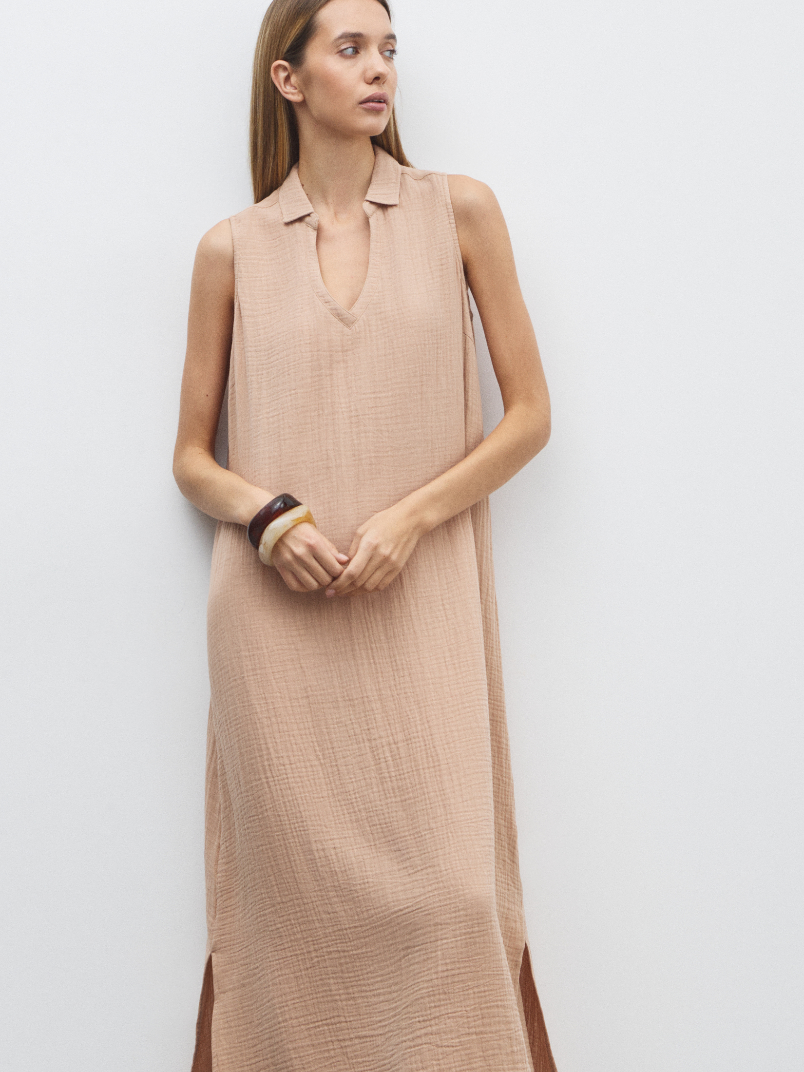 Женское платье из муслина MAISON DAVID 4841968, темно-бежевый