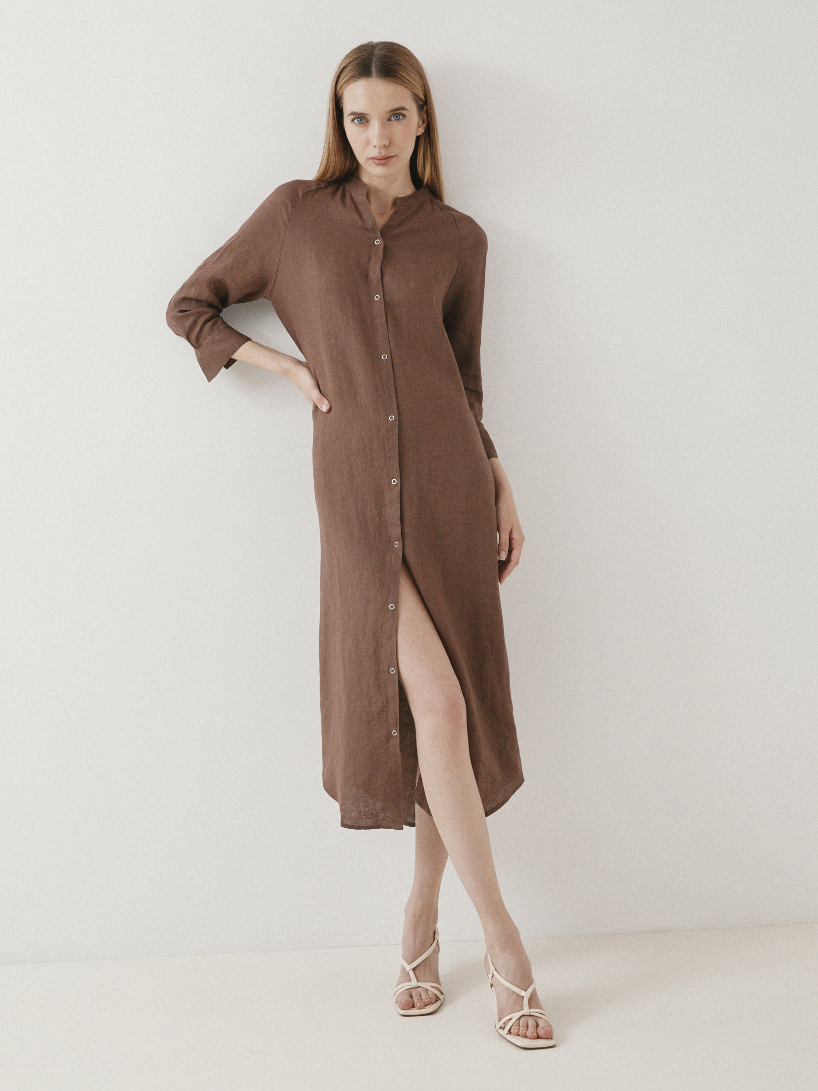 Женское платье-рубашка MAISON DAVID 3611565, темно-коричневый