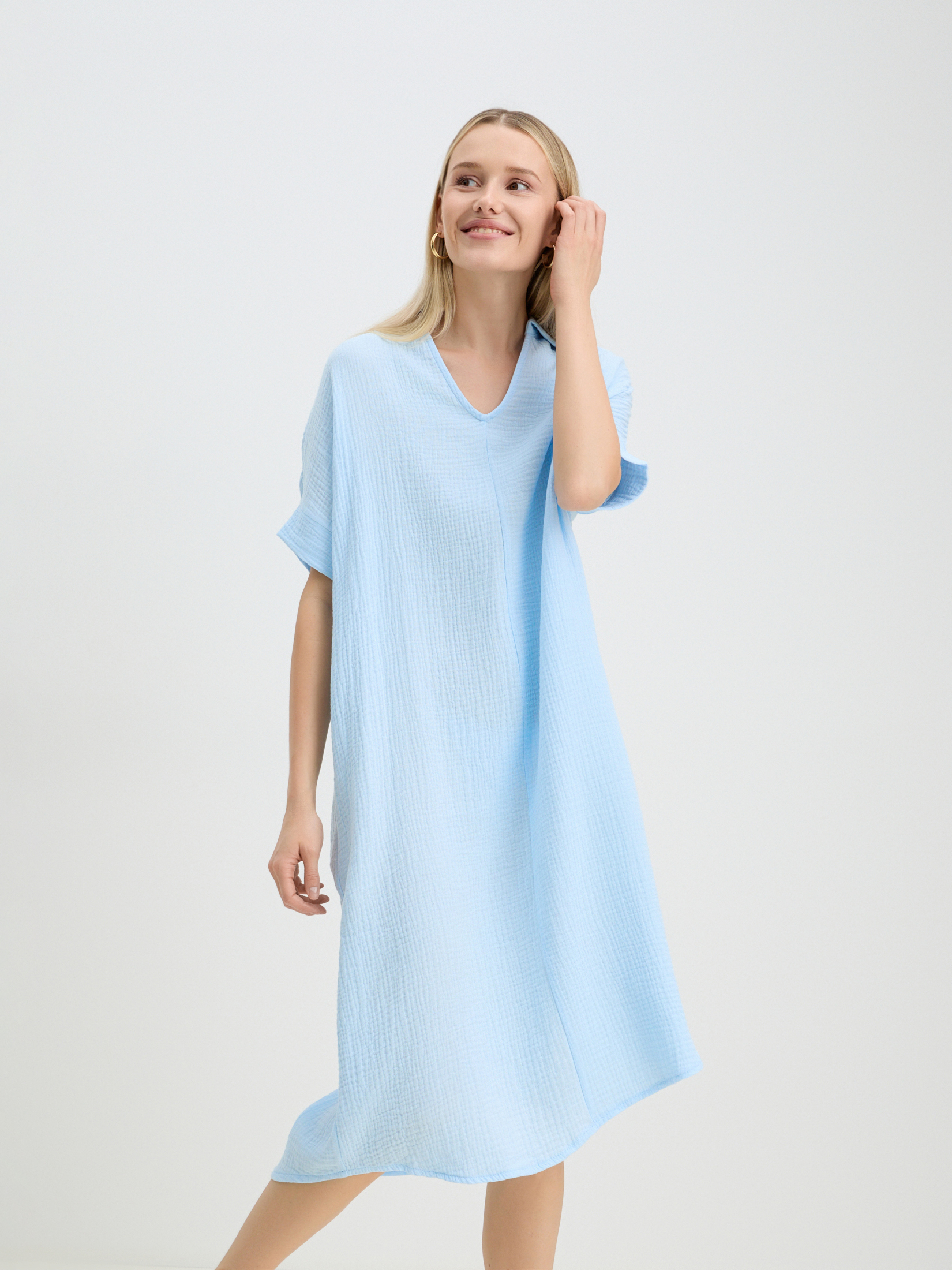 Женское платье из муслина MAISON DAVID 4244683, небесно-голубой
