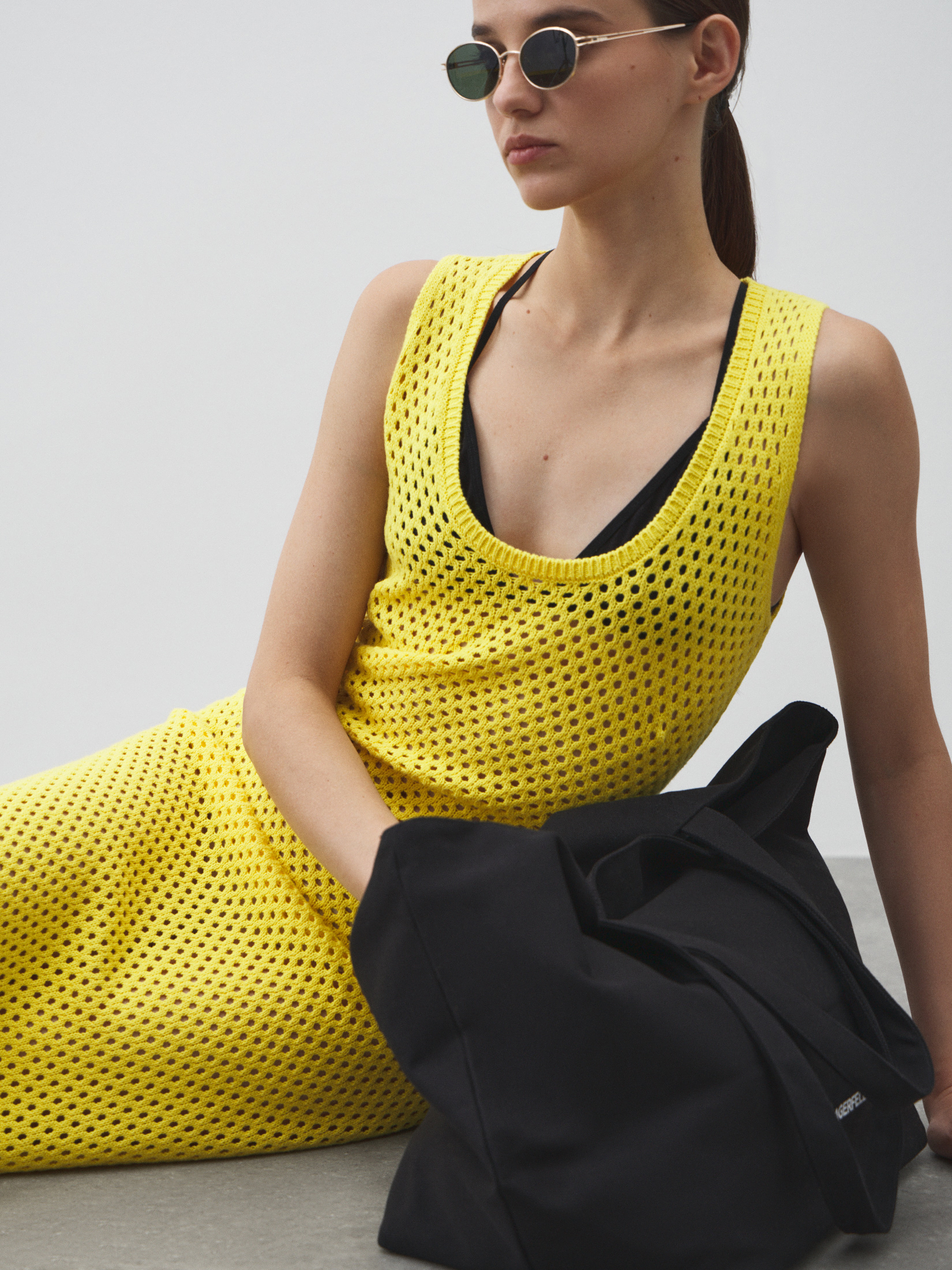 Женское платье кроше MAISON DAVID 4602089, лимонный