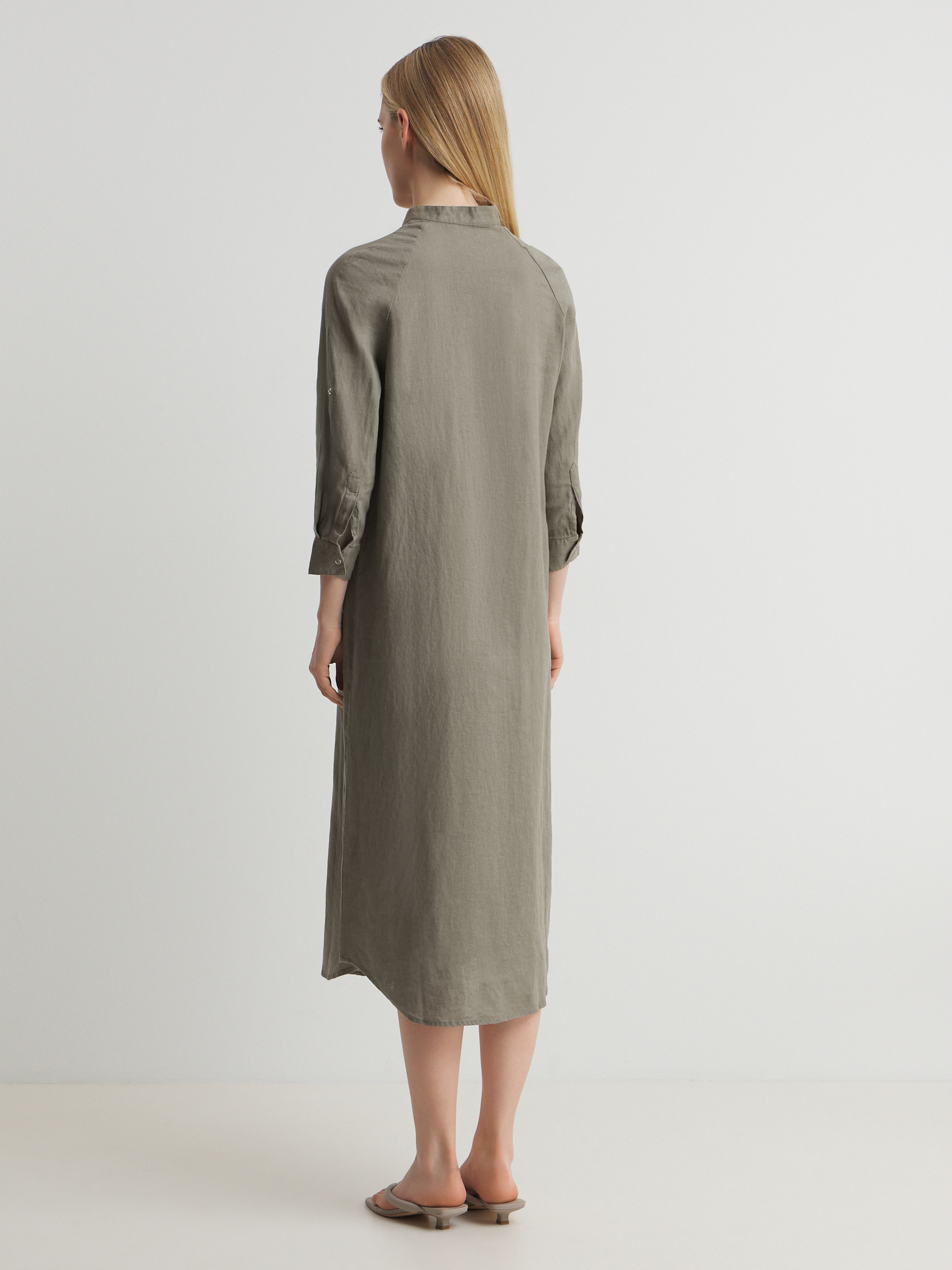 Женское платье-рубашка MAISON DAVID 3611546, зелено-серый