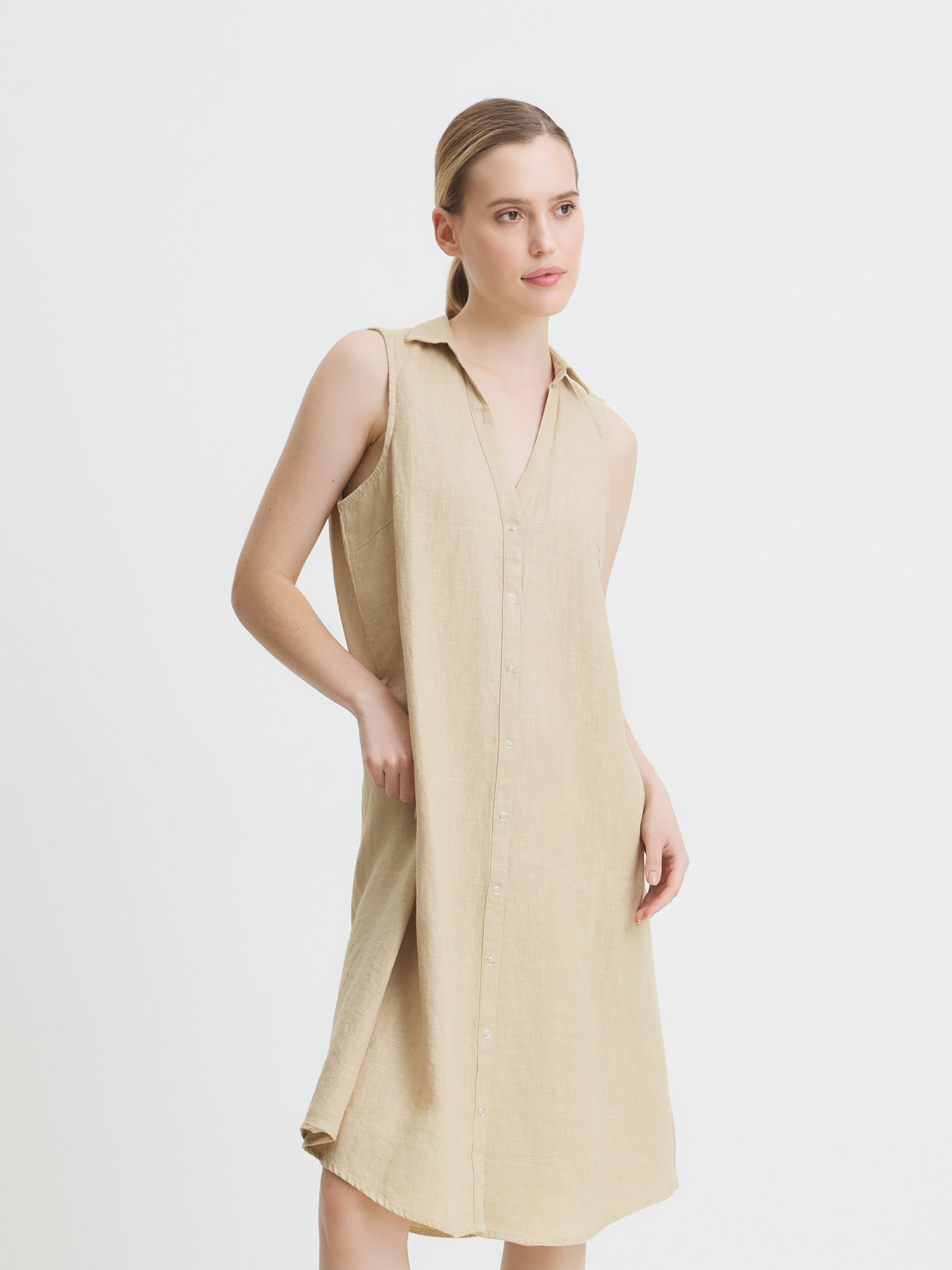 Женское платье-рубашка MAISON DAVID 4263723, бежевый