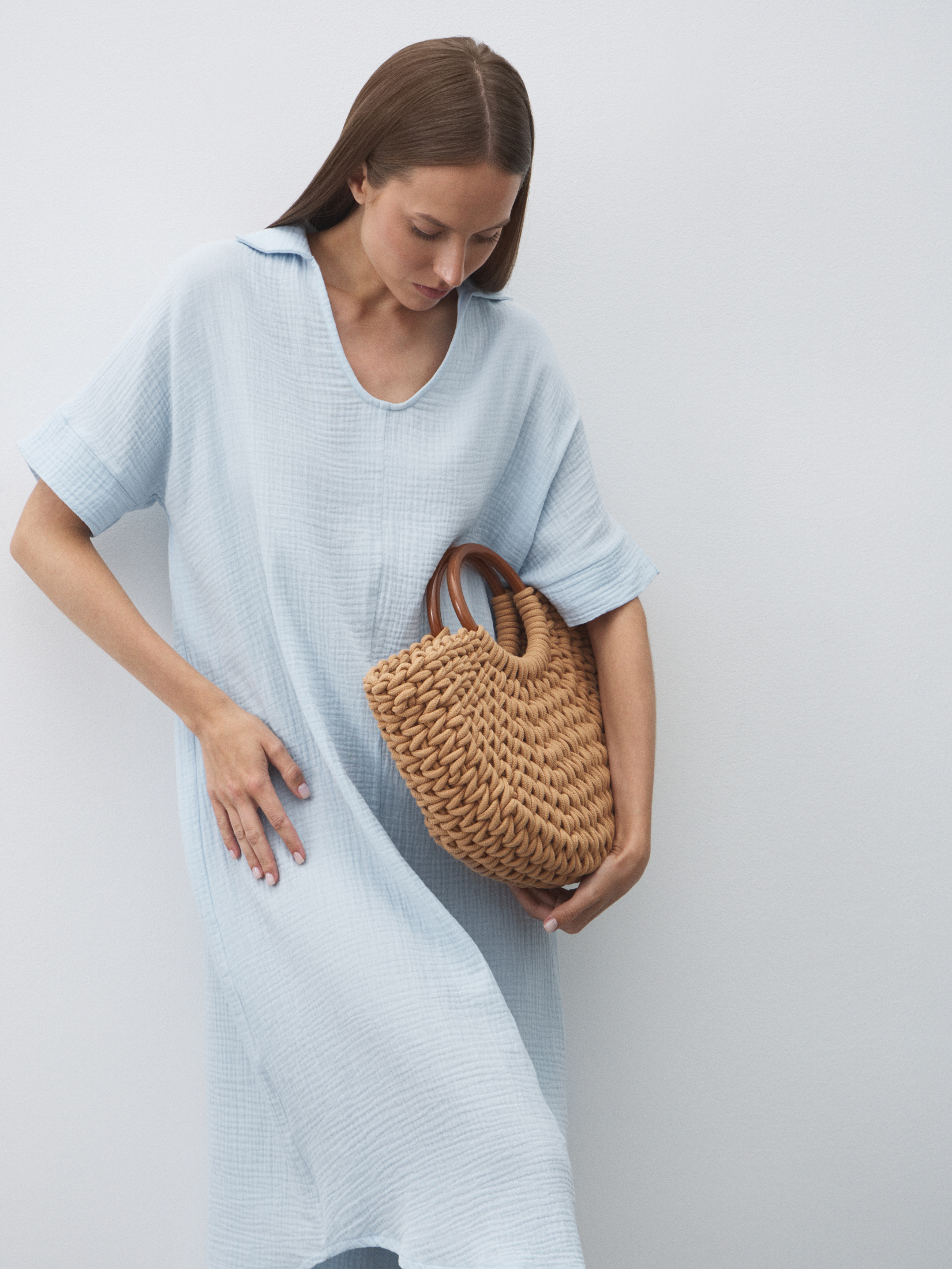 Женское платье из муслина MAISON DAVID 4835843, небесно-голубой