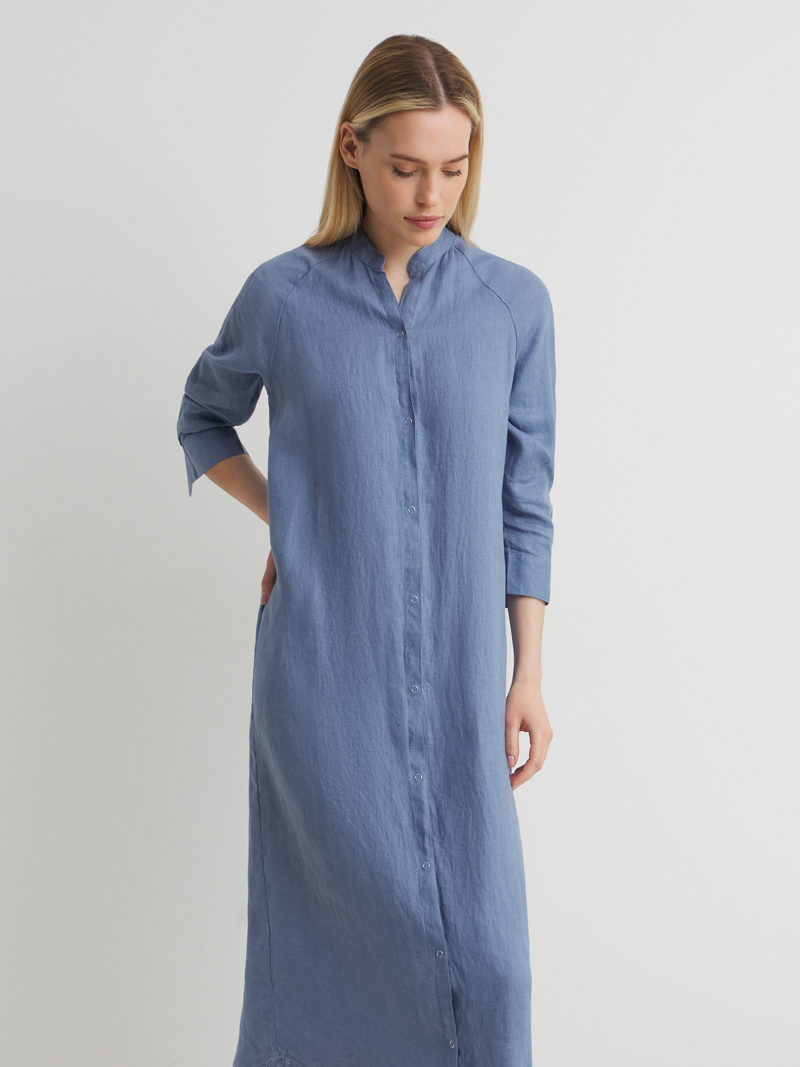 Женское платье-рубашка MAISON DAVID 3611567, приглушенно-синий