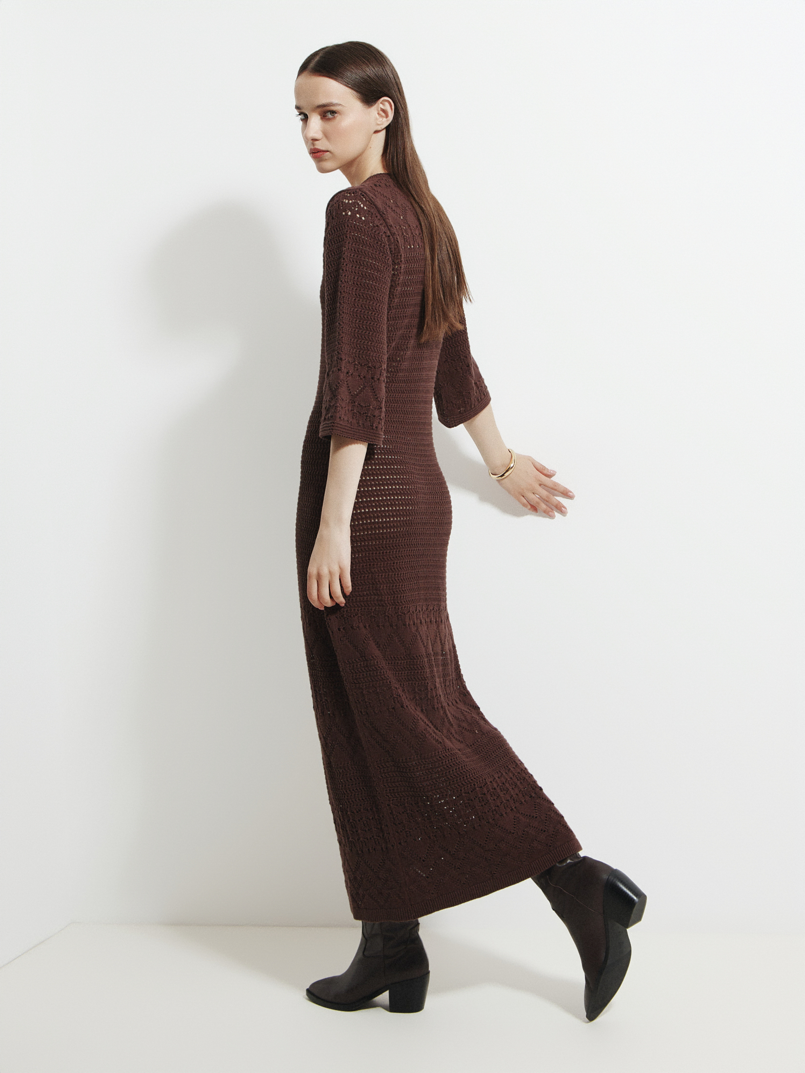 Женское платье кроше MAISON DAVID 4521190, шоколадный