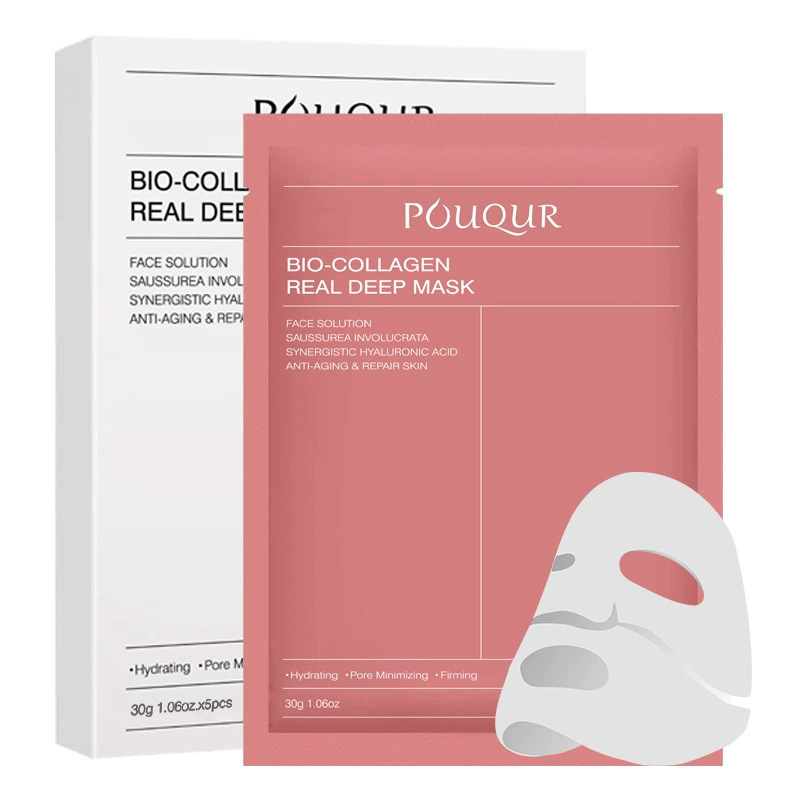 Биоколлагеновая тающая маска глубокого действия для лица против морщин POuQuR Bio-Collagen real deep mask, 30 мл