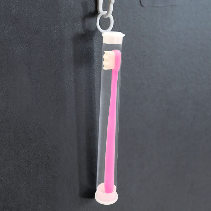 Зубная щетка с волнистой головкой розовая в трубке, 1 шт