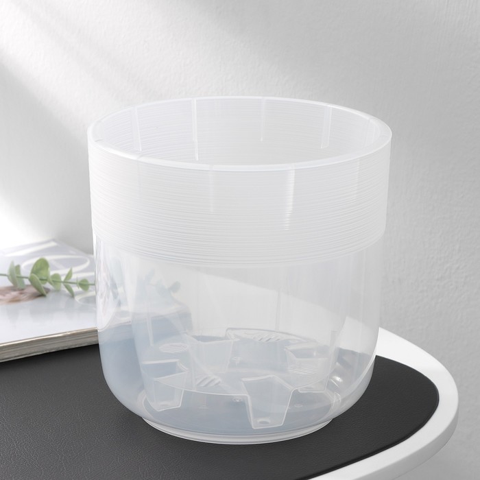 Кашпо для цветов со вставкой «Линель», 4.5 л, d=19 см, h=19 см, прозрачное