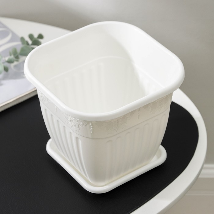 Горшок для цветов с поддоном «Лозанна», 3 л, пластиковый, белый