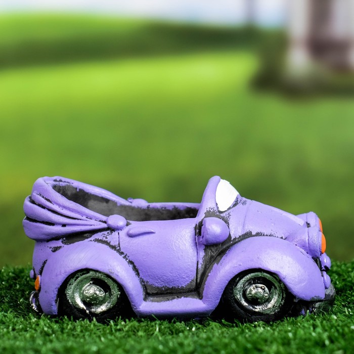 Горшок для цветов «Машинка» керамический, 200 мл, 14×8×7 см, сиреневый