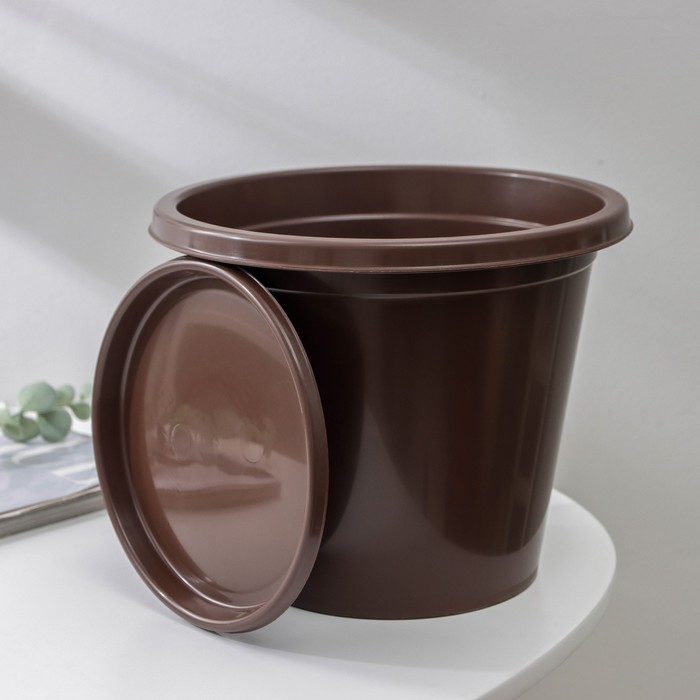 Горшок для цветов с поддоном «Альтернатива. Эконом», 3 л, пластиковый, коричневый