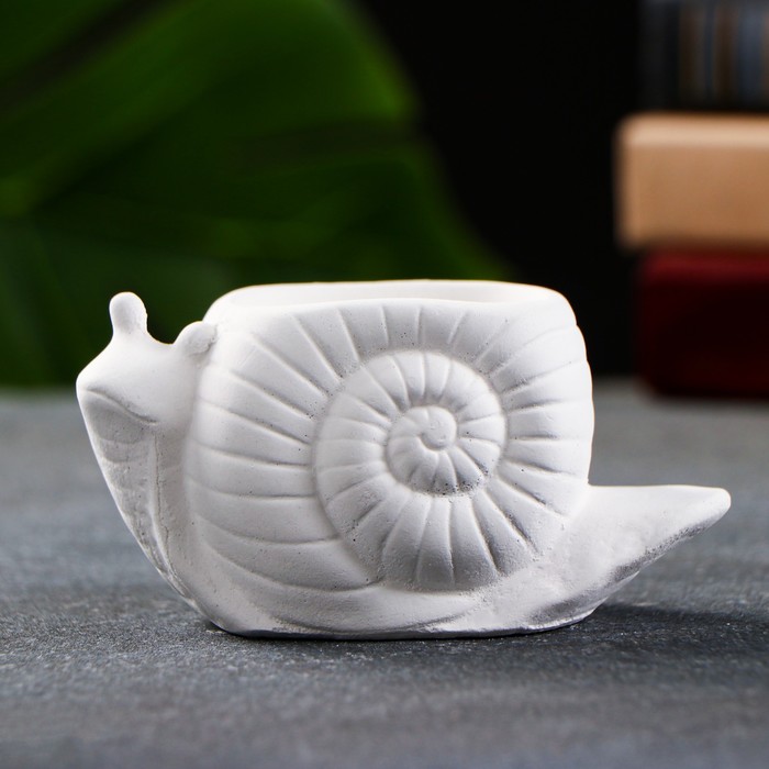 Декоративное кашпо для цветов «Улитка», 100 мл, 11×6×6 см, гипс, белое