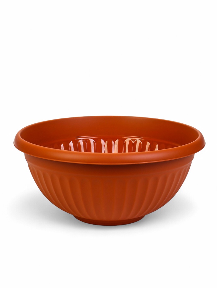 Кашпо - миска для цветов IDEA «Ливия», 12 л, d=39 см, h=19 см, пластиковое, коричневое