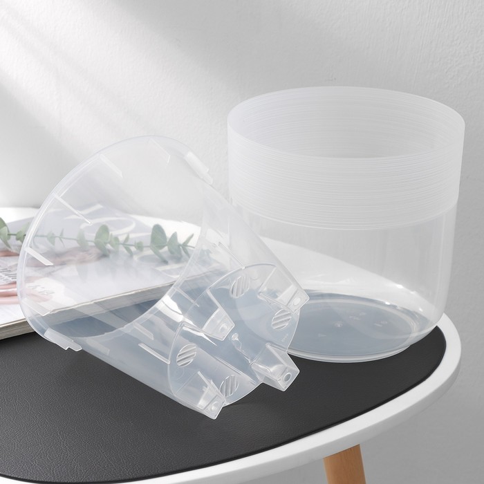 Кашпо для цветов со вставкой «Линель», 4.5 л, d=19 см, h=19 см, прозрачное