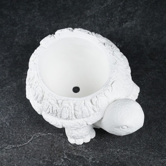 Декоративное кашпо для цветов «Черепаха», 14×8×10 см, гипс, белое