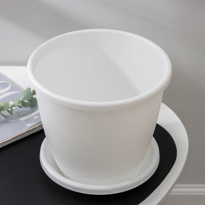 Горшок для цветов с поддоном «Альтернатива. Афина», 5.5 л, пластиковый, белый