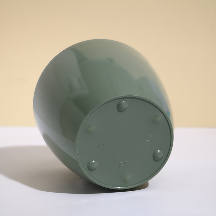 Кашпо для цветов, d=17 см, 2.7 л, пластик, зелёное, шалфей