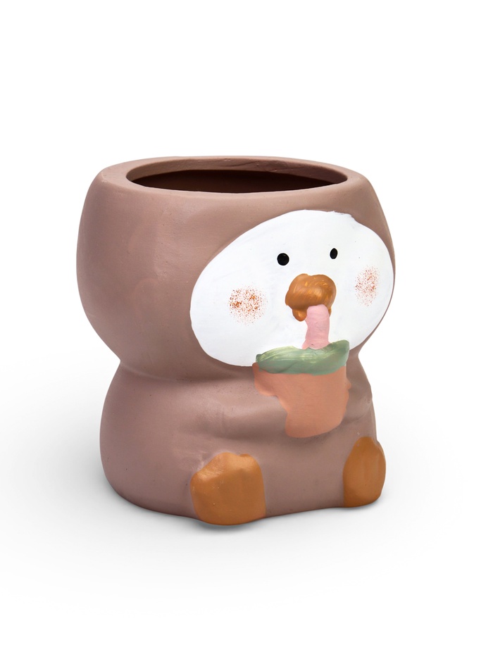 Декоративный горшок для цветов «Пингвины», 9×9×6 см, керамический, МИКС, Greengo