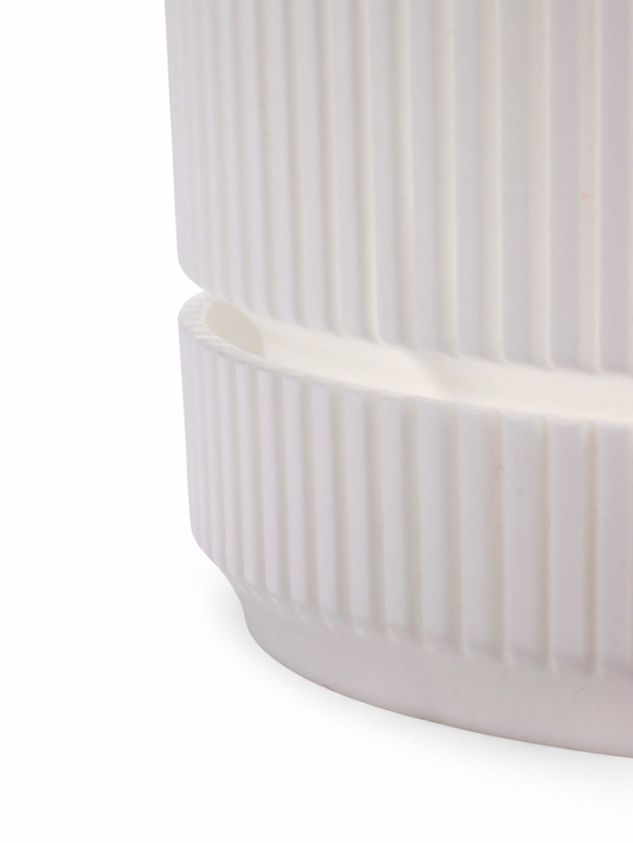 Горшок для цветов «Стрип», 2.3 л, d=17 см, h=15.2 см, пластиковый, с поддоном, белый