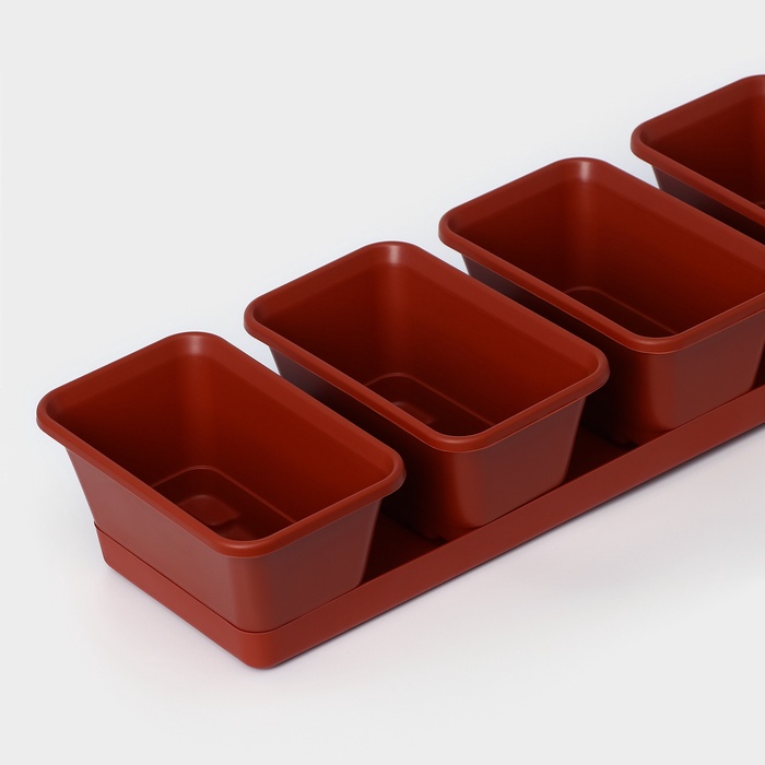 Набор горшков для цветов с поддоном Darel plastic, 750 мл, 53 см, 5 шт., терракотовый