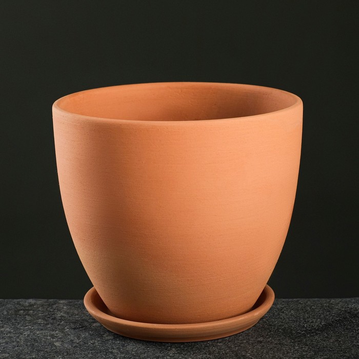 Горшок для цветов «Терра», 1.4 л, d=15 см, h=13 см, керамика, с поддоном, цвет терракот