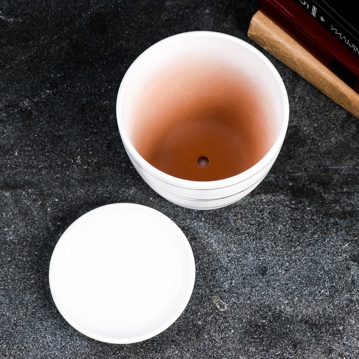 Горшок для цветов «Магнолия», 1.4 л, d=15 см, h=13 см, керамика, с поддоном, белый